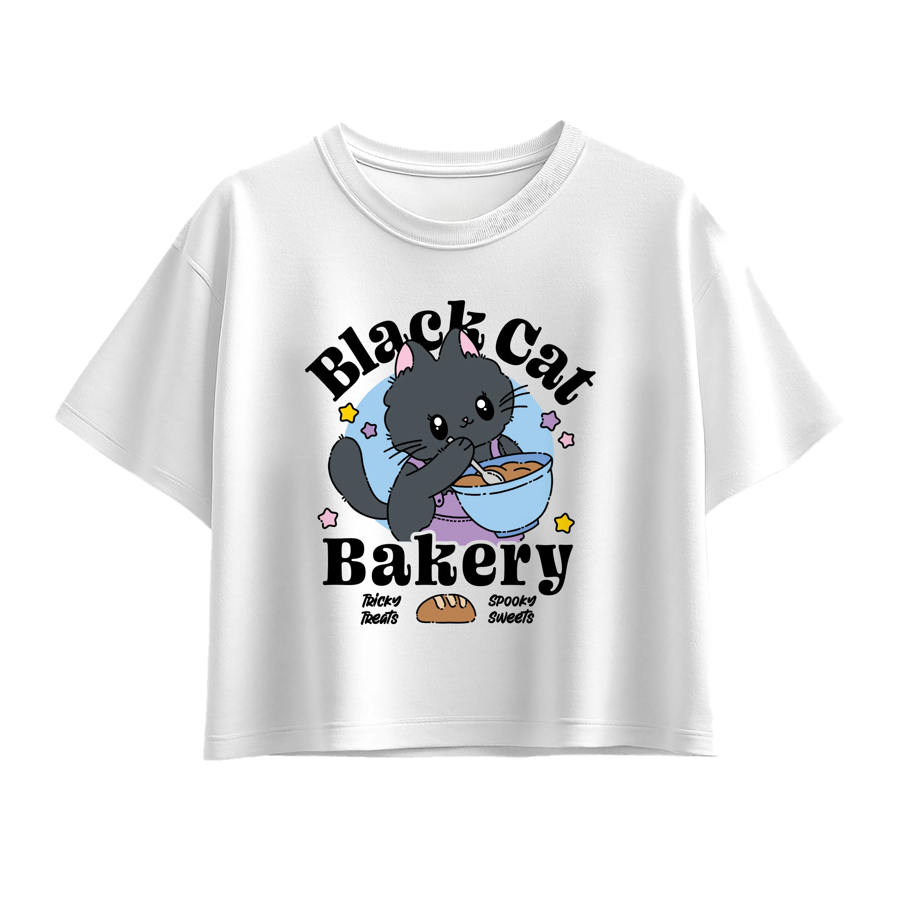 Instant Message - Black Cat Bakery - Youth Girls Boxy T-Shirt - Image 5