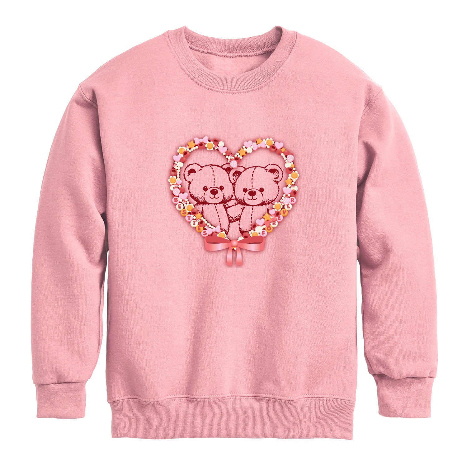 Instant Message - Bear Besties - Youth Girls Crew Fleece Sweatshirt - Image 2