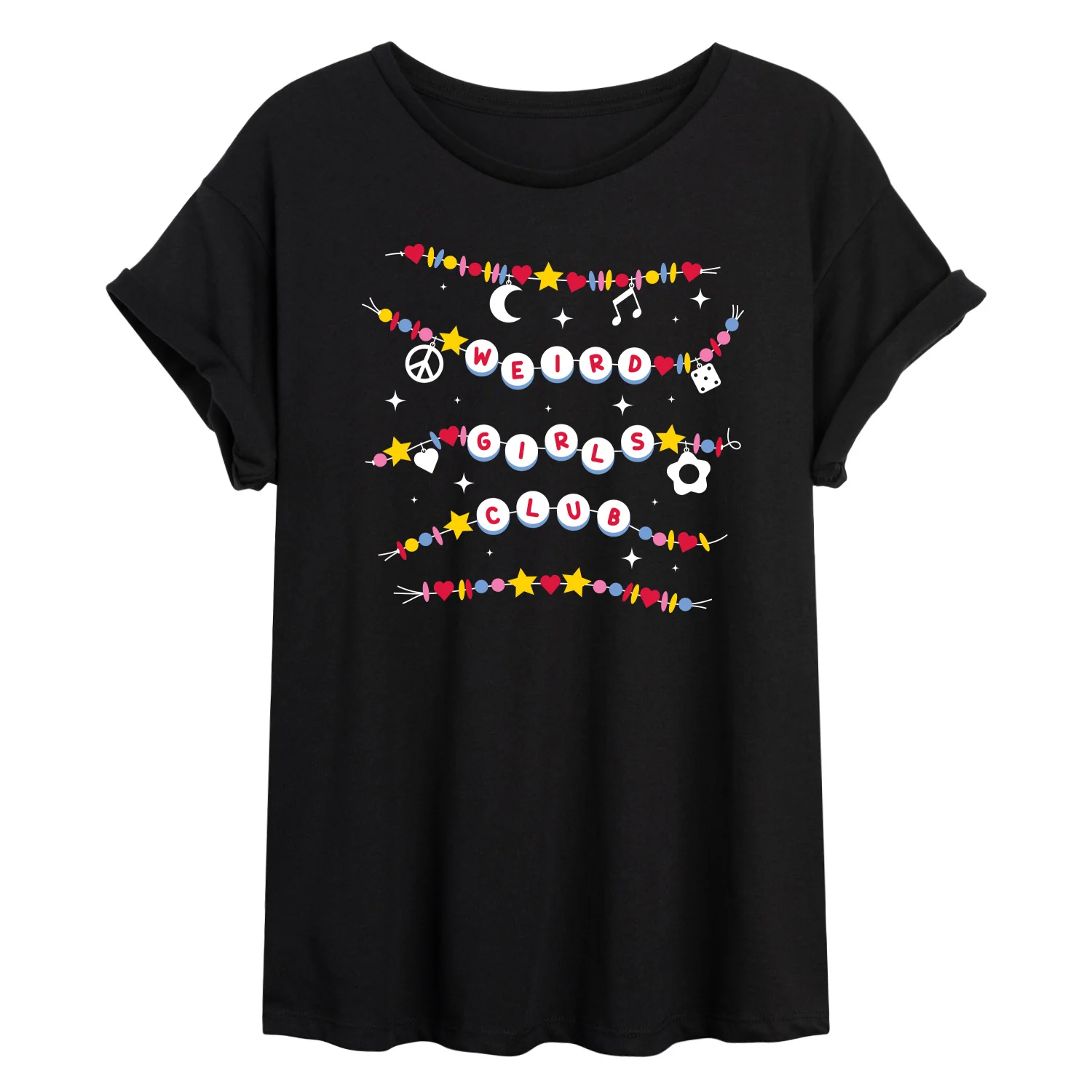 Instant Message - Weird Girls Club Beads - Juniors Oversized Graphic T-Shirt