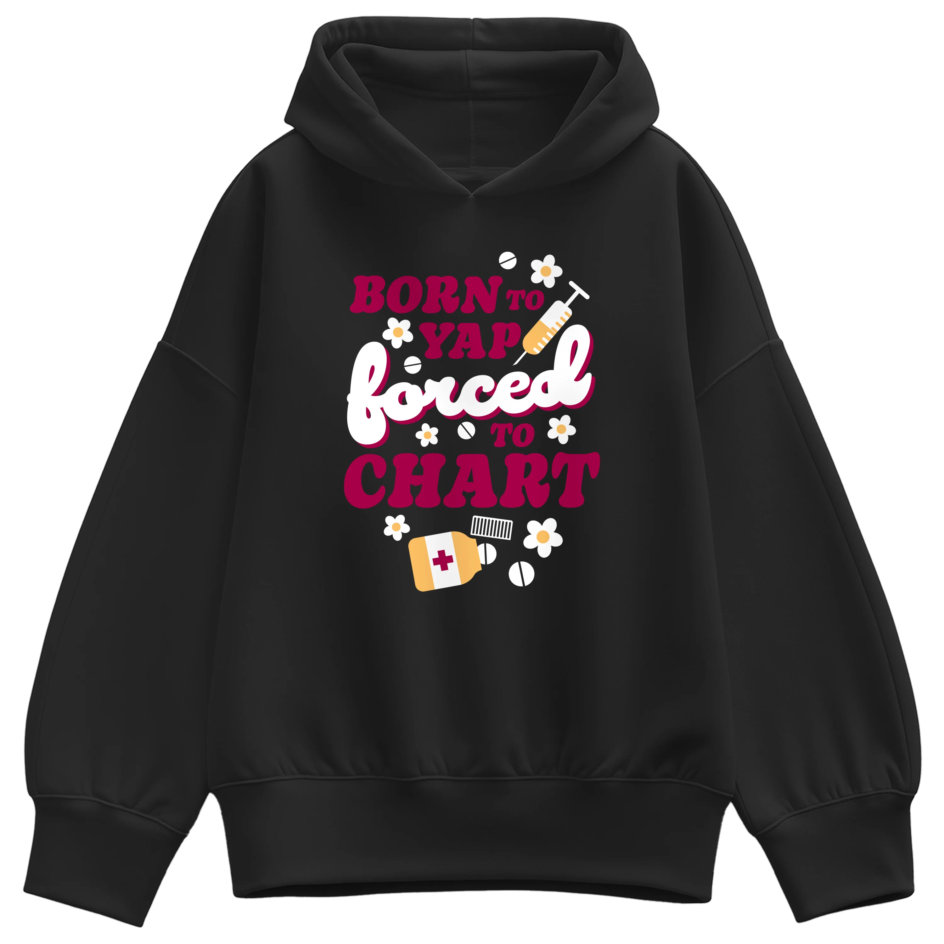 Instant Message - Born to Yap - Women's Oversized Fleece Hoodie Sweatshirt