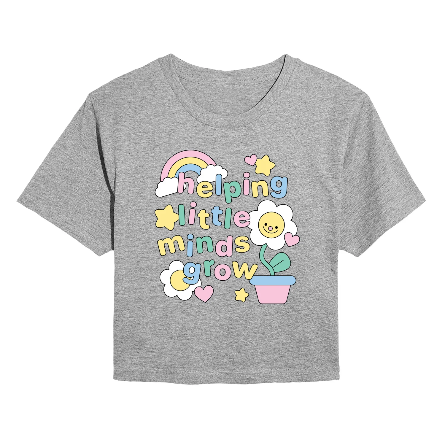 Instant Message - Helping Little Minds Grow - Juniors Cropped Graphic T-Shirt - Image 2