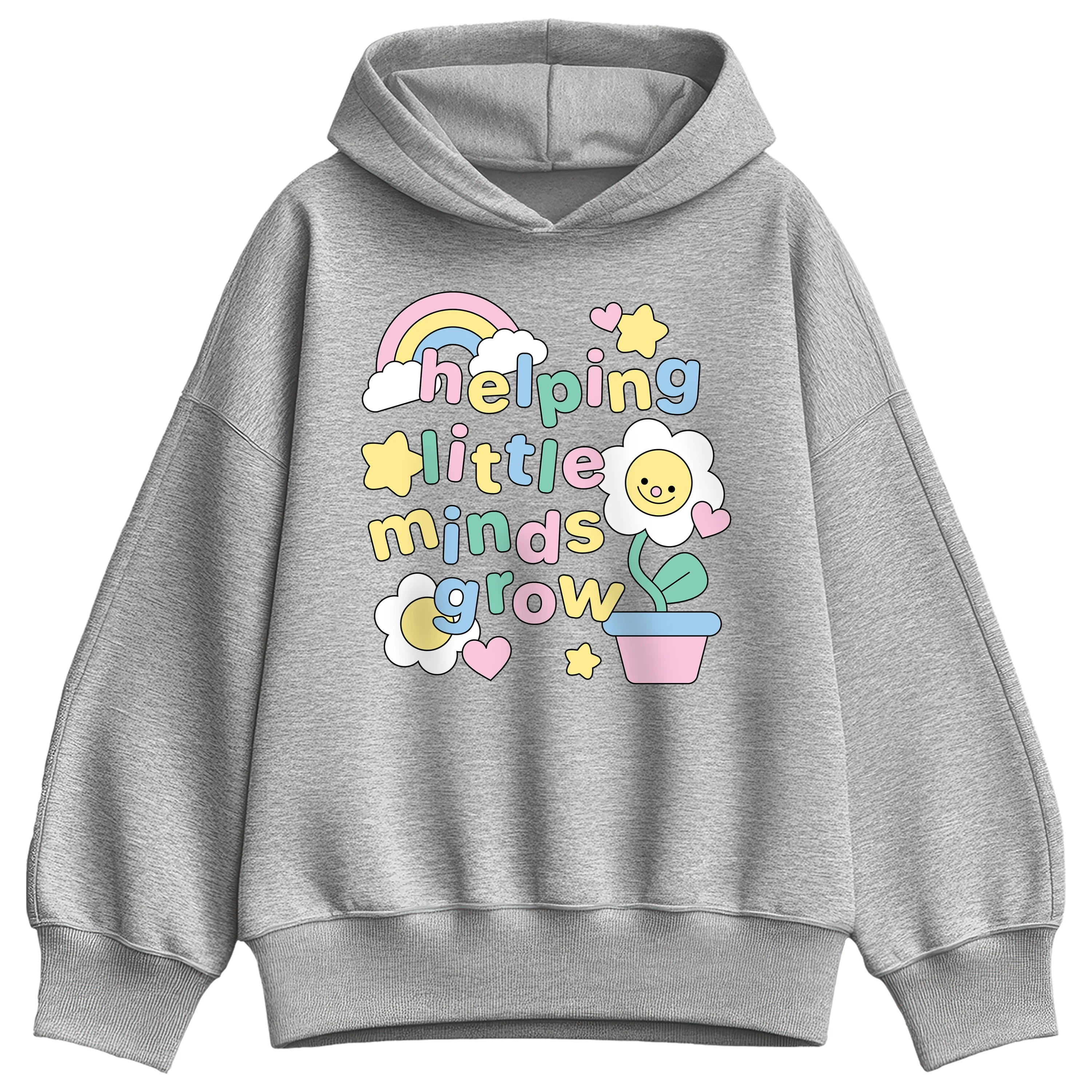 Instant Message - Helping Little Minds Grow - Women's Oversized Fleece Hoodie Sweatshirt - Image 2