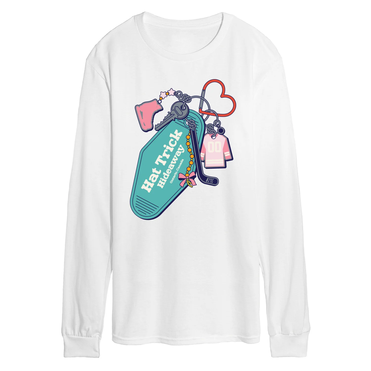 Instant Message - Hockey Keychain - Men's Long Sleeve Graphic T-Shirt