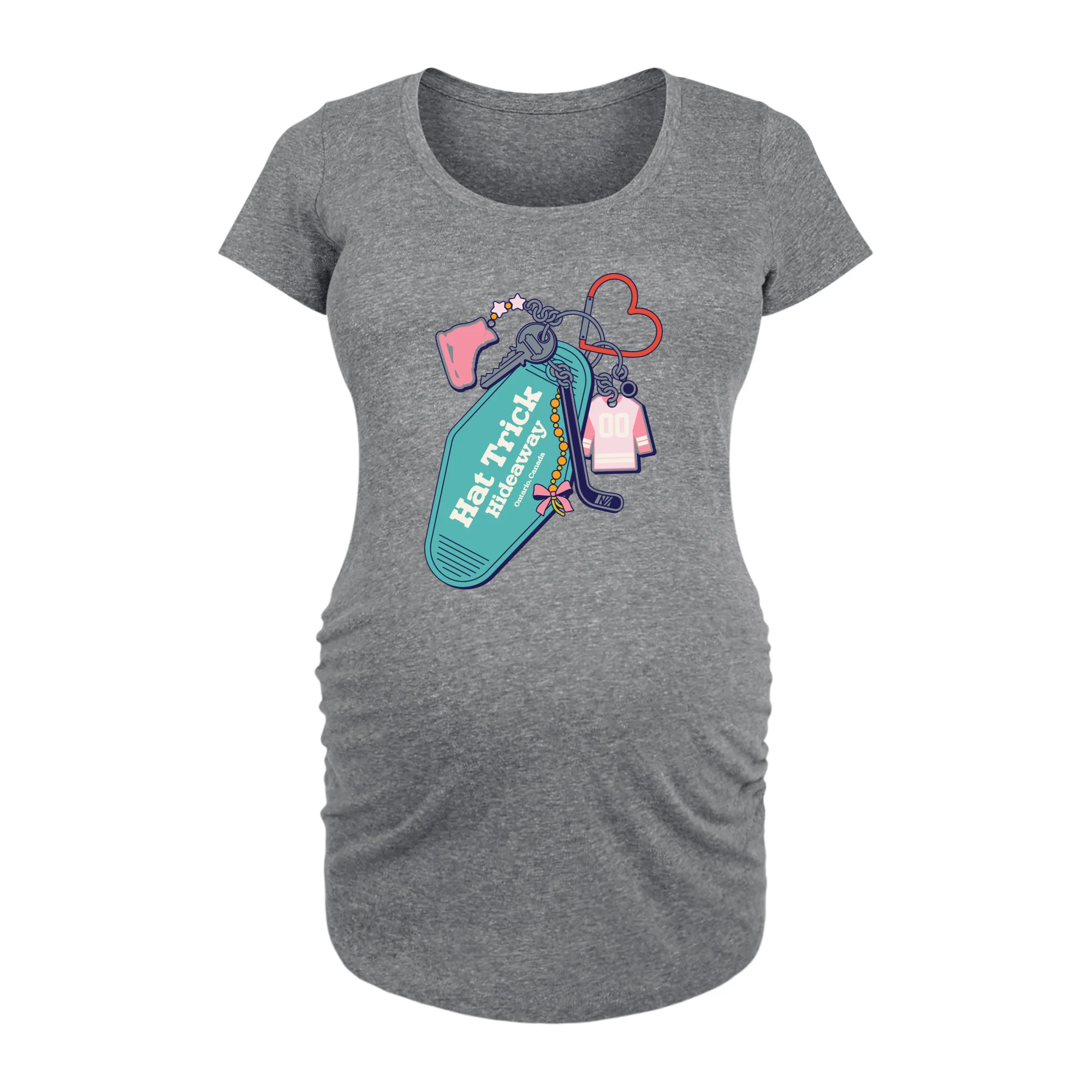 Instant Message - Hockey Keychain - Women's Maternity Scoop Neck Graphic T-Shirt