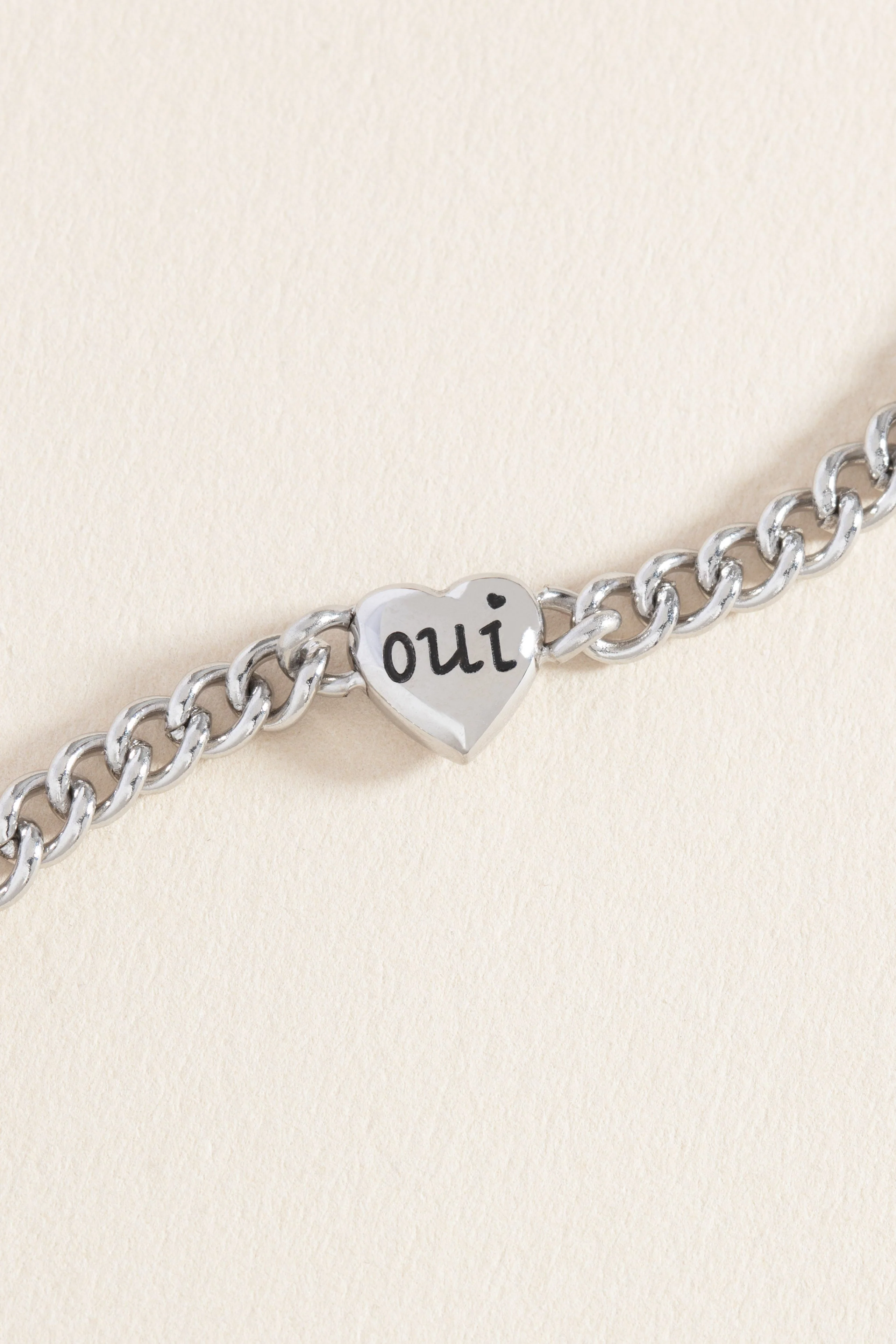 Engraved French 'Oui' & 'Non' Reversible Heart Bracelet - Image 7