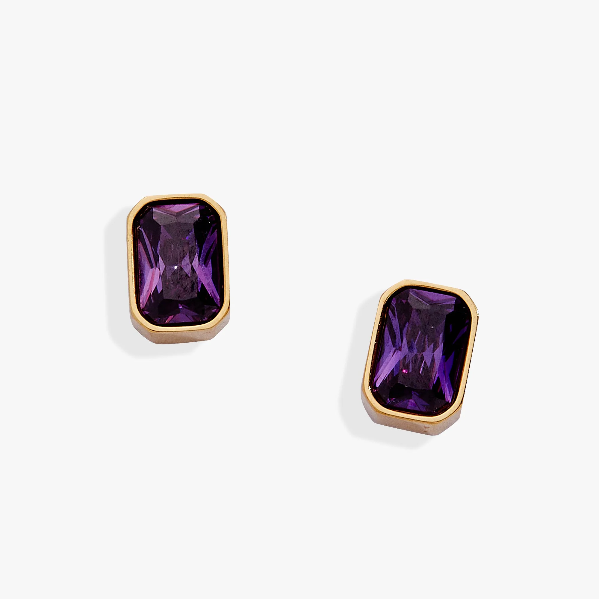February Emerald-Cut Birthstone Stud Earrings - Image 3