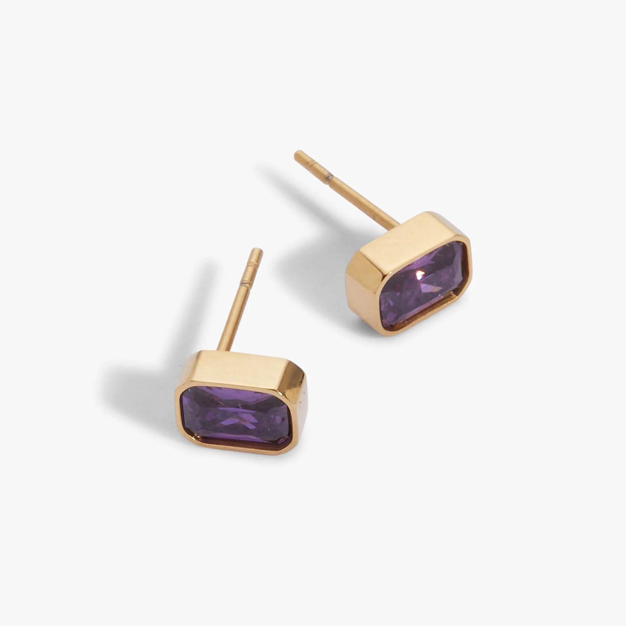 February Emerald-Cut Birthstone Stud Earrings - Image 4