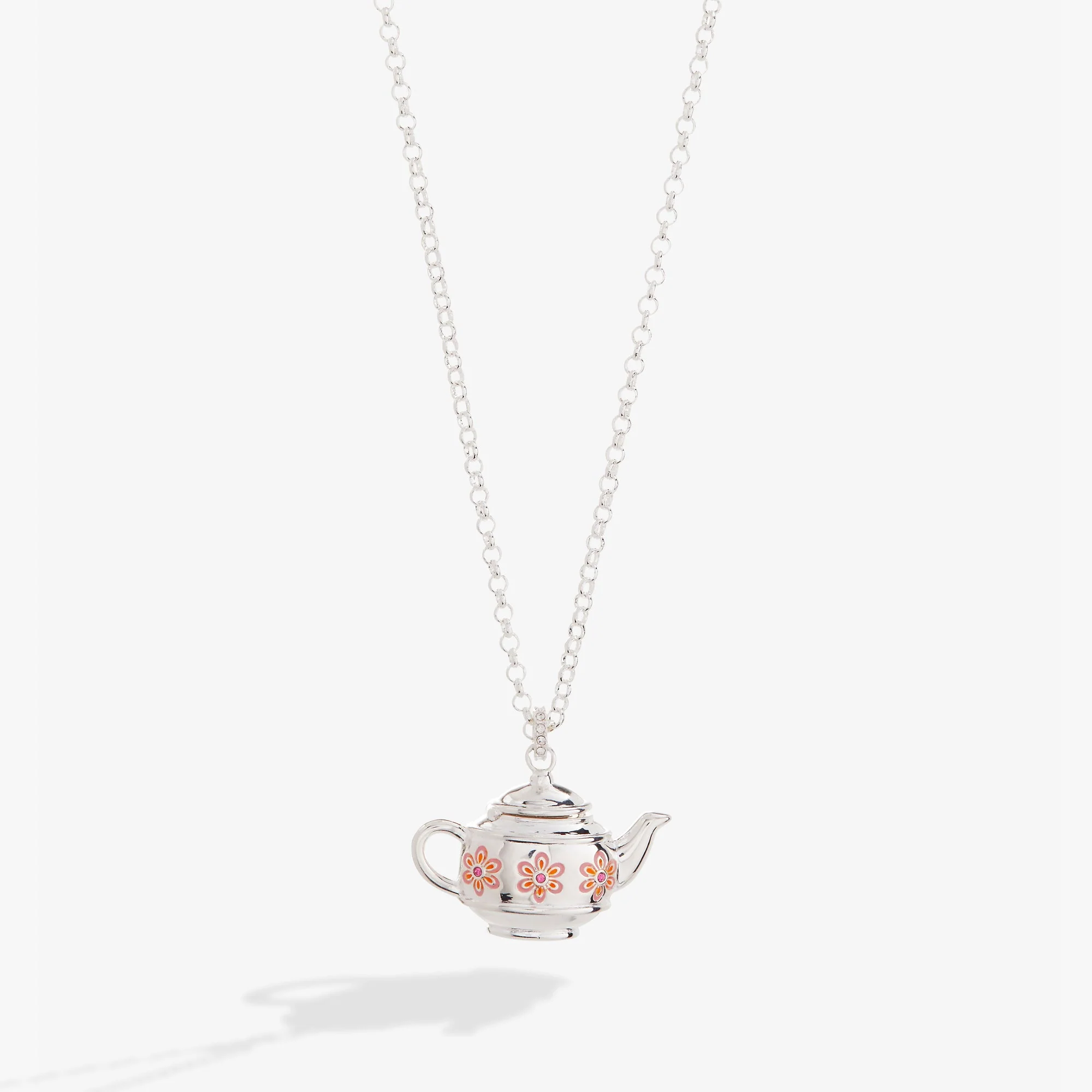 Floral Teapot Locket Pendant Necklace - Image 4