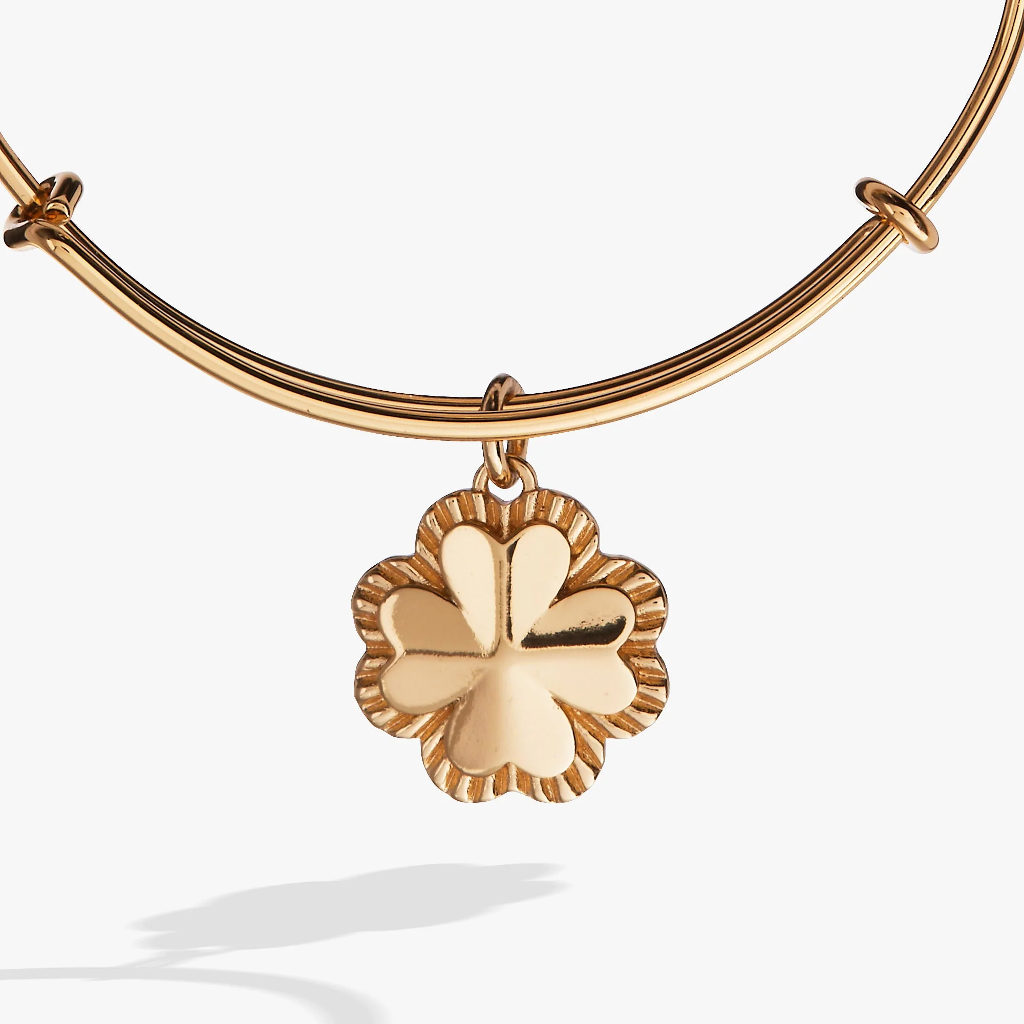 Four-Leaf Clover Charm Bangle - Image 4