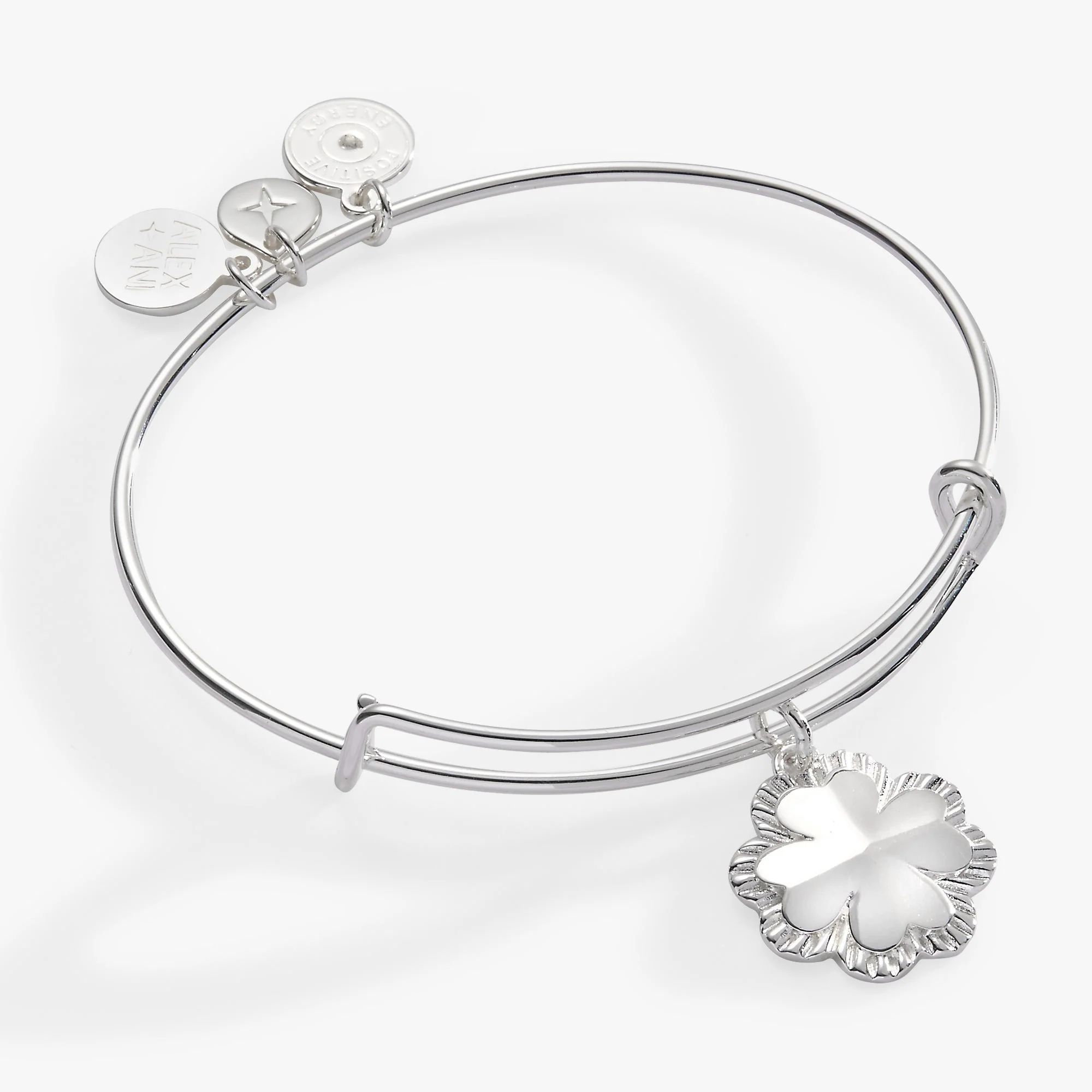 Four-Leaf Clover Charm Bangle - Image 5