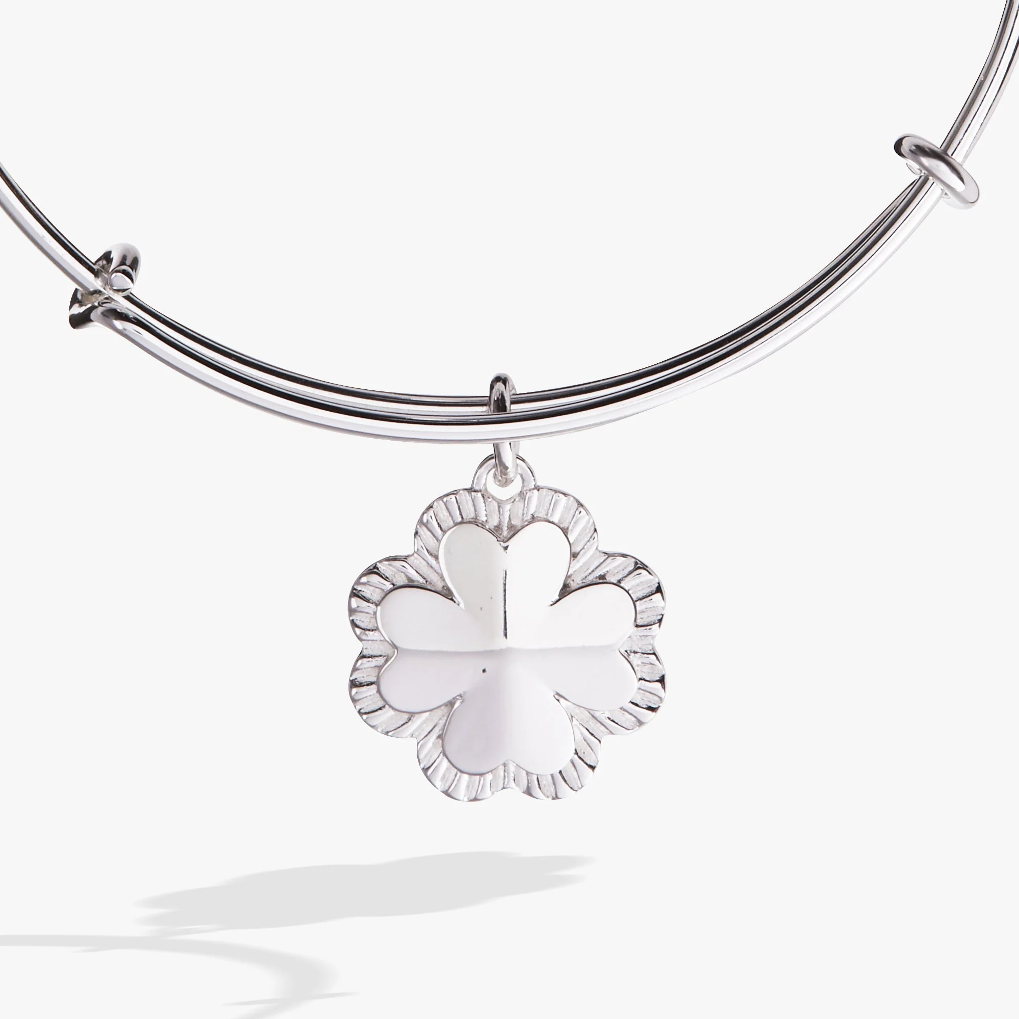 Four-Leaf Clover Charm Bangle - Image 6