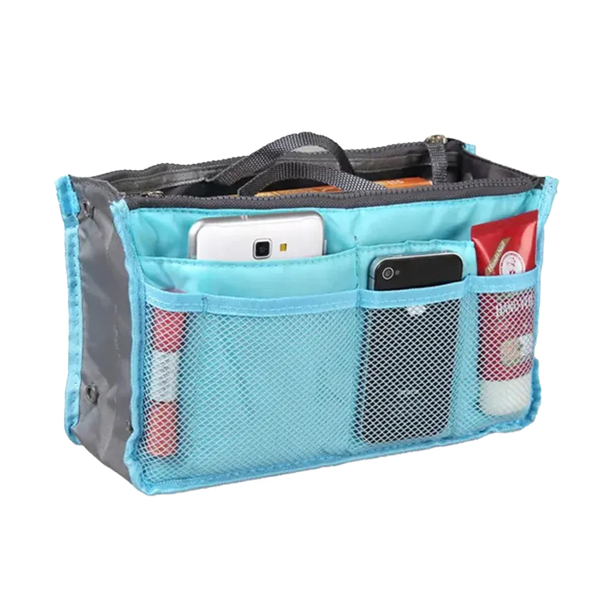 Fresh Fab Finds Women Lady Travel Insert Handbag Organiser Makeup Bags Toiletry Purse Liner w/Hand Strap - Image 2