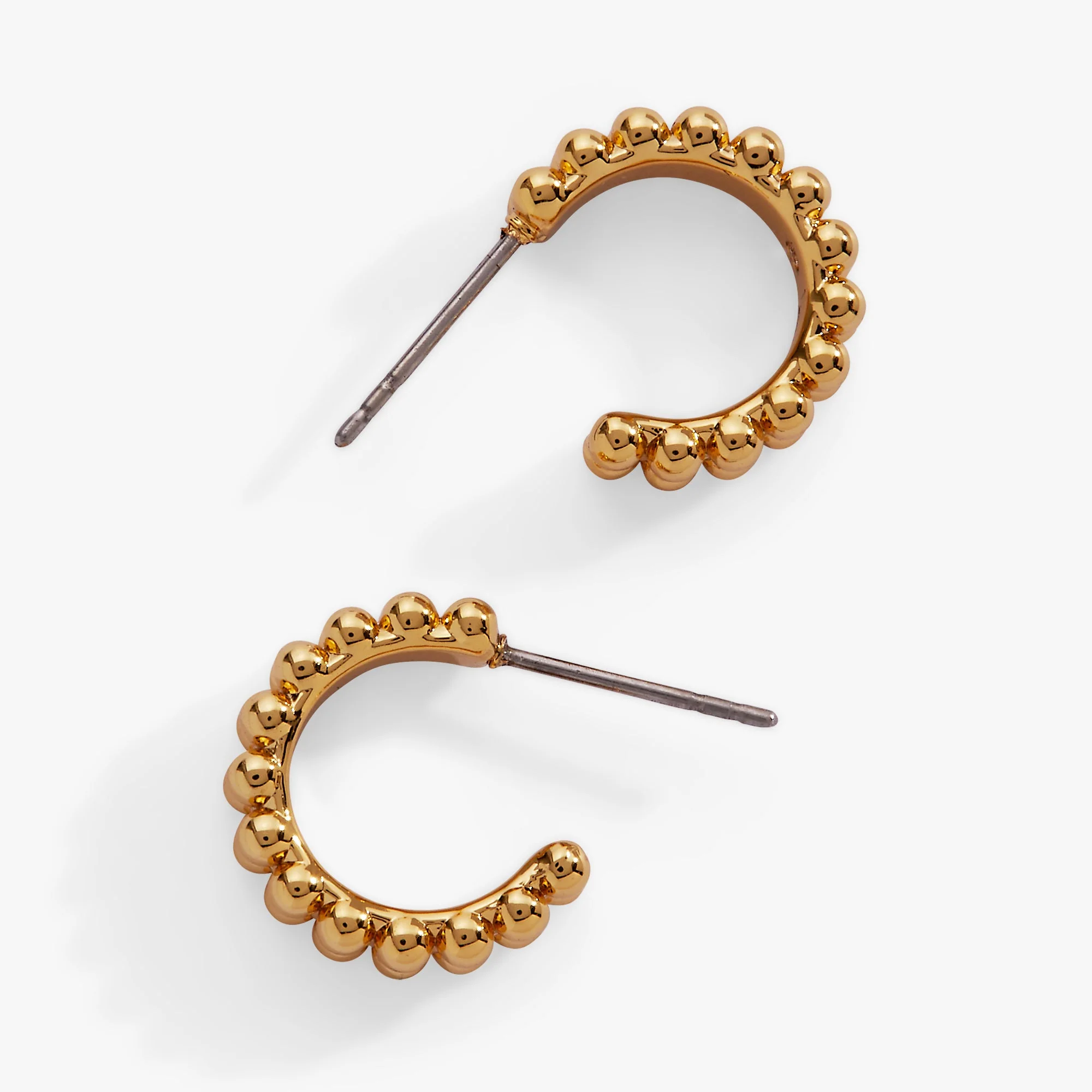 Gold Beaded Huggie Hoop Earring - Image 3