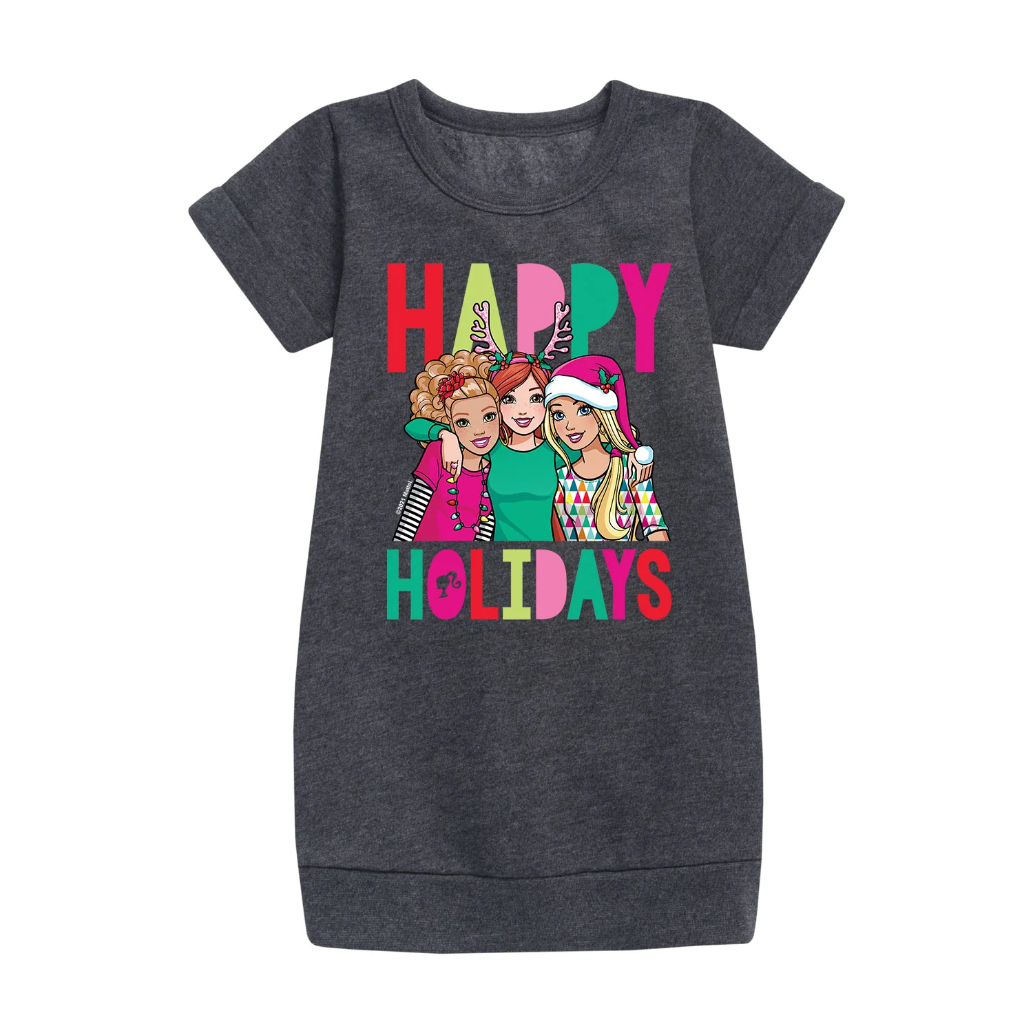 Barbie - Happy Holidays - Toddler And Youth Girls Fleece Dress
