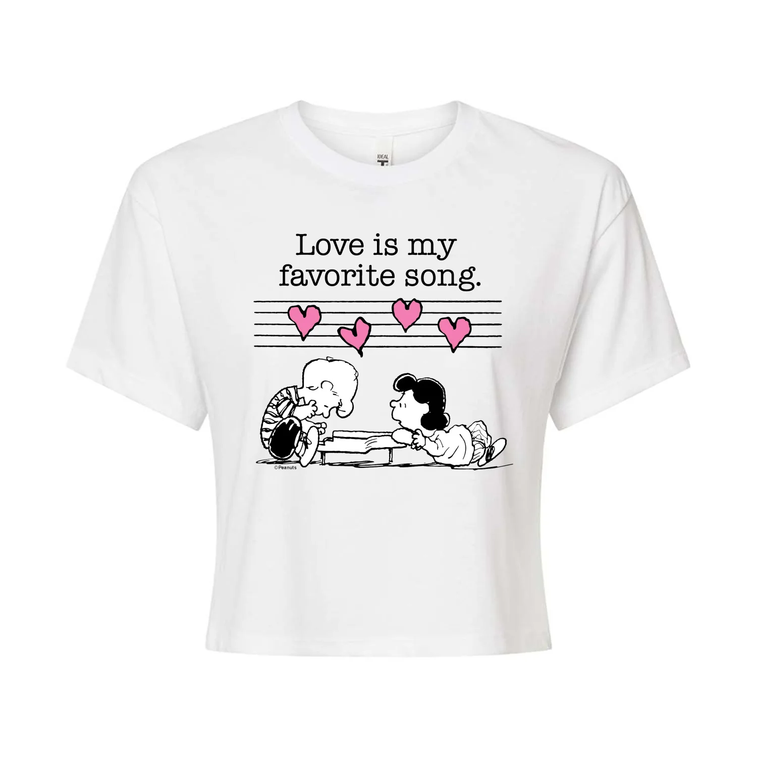 Peanuts - Love is my Favorite Song - Juniors Cropped Graphic T-Shirt