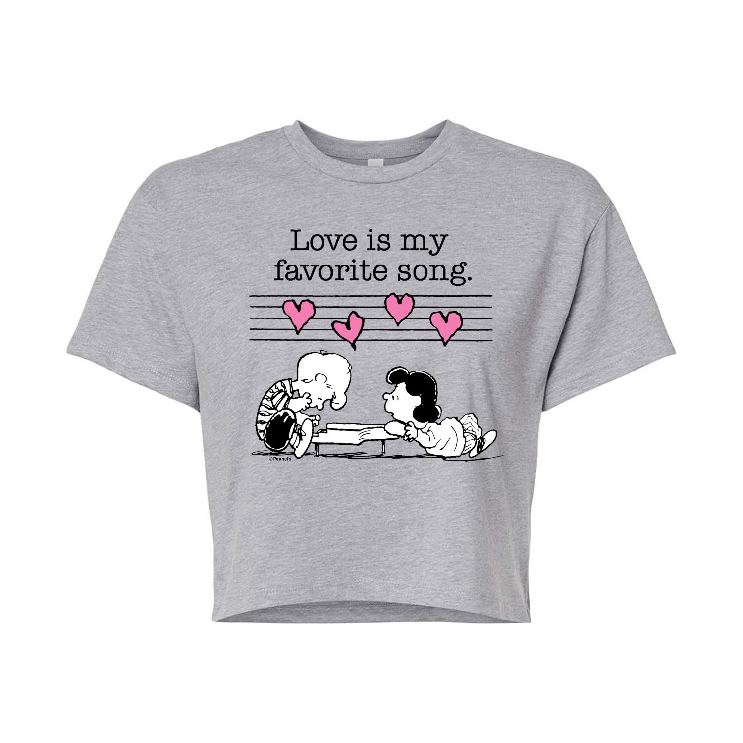 Peanuts - Love is my Favorite Song - Juniors Cropped Graphic T-Shirt - Image 2