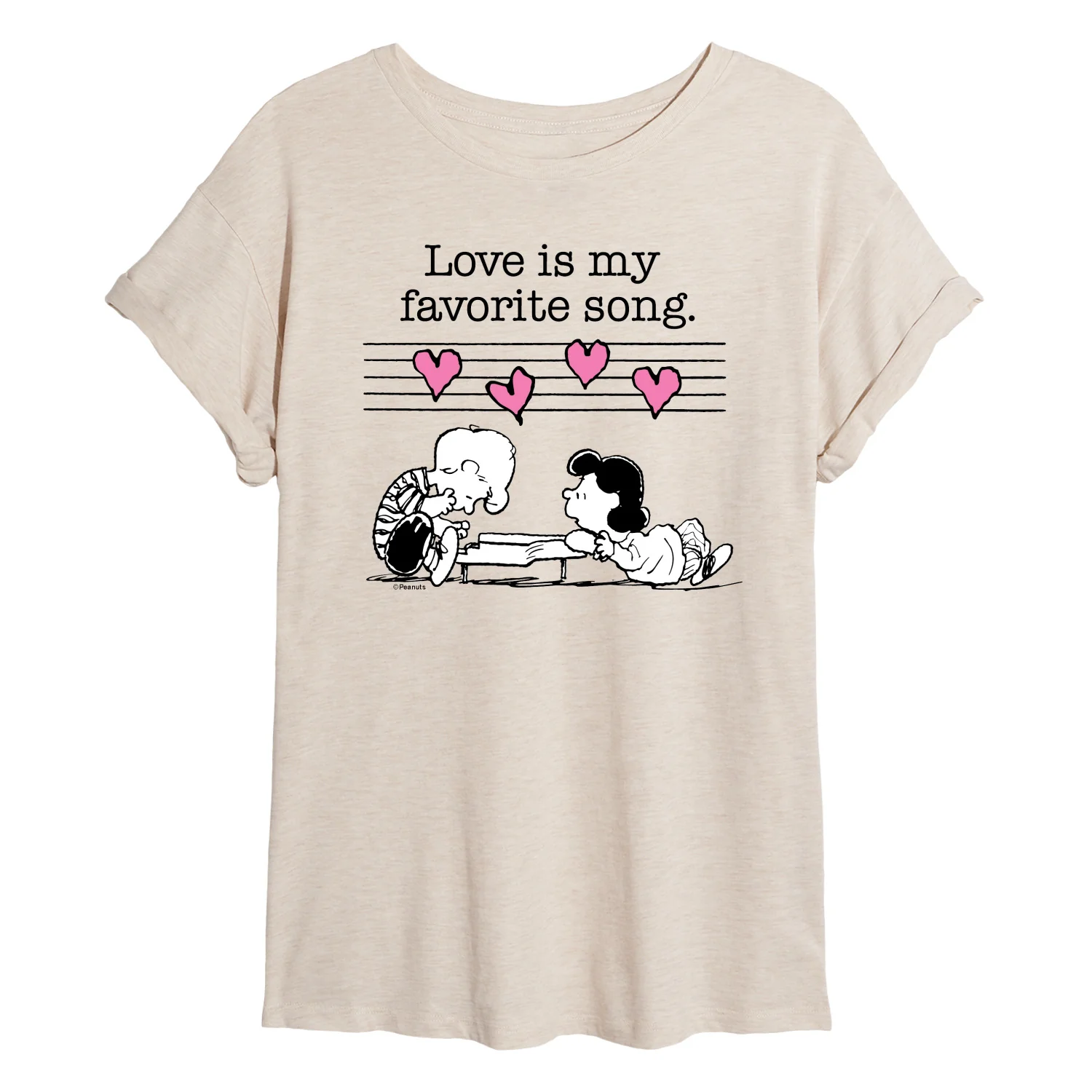 Peanuts - Love is my Favorite Song - Juniors Oversized Graphic T-Shirt - Image 2