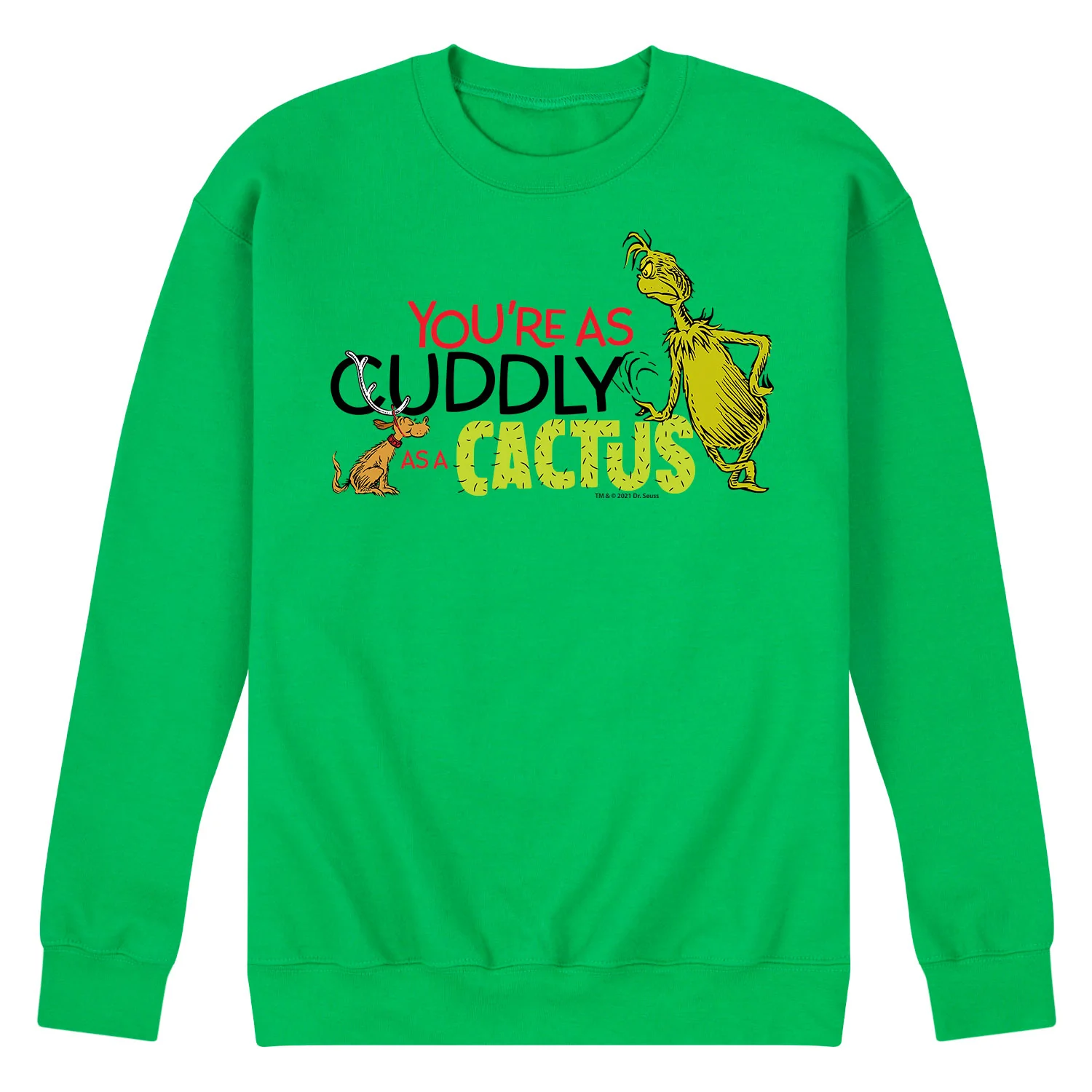 Dr. Seuss - Grinch and Max Coffee and My Dog - Men's Crew Neck Fleece Pullover - Image 2