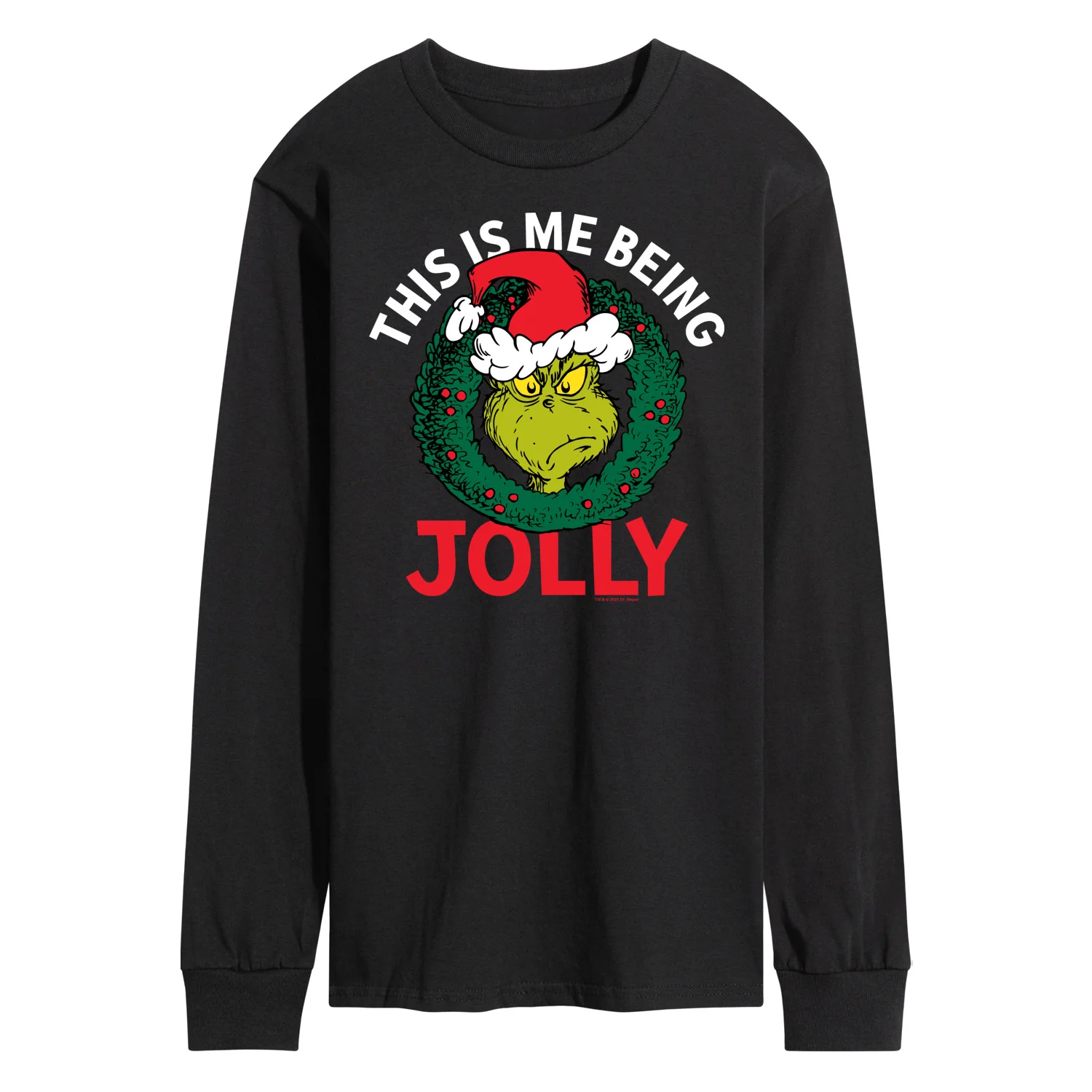 Dr. Seuss - The Grinch This Is Me Being Jolly - Men's Long Sleeve Graphic T-Shirt - Image 2