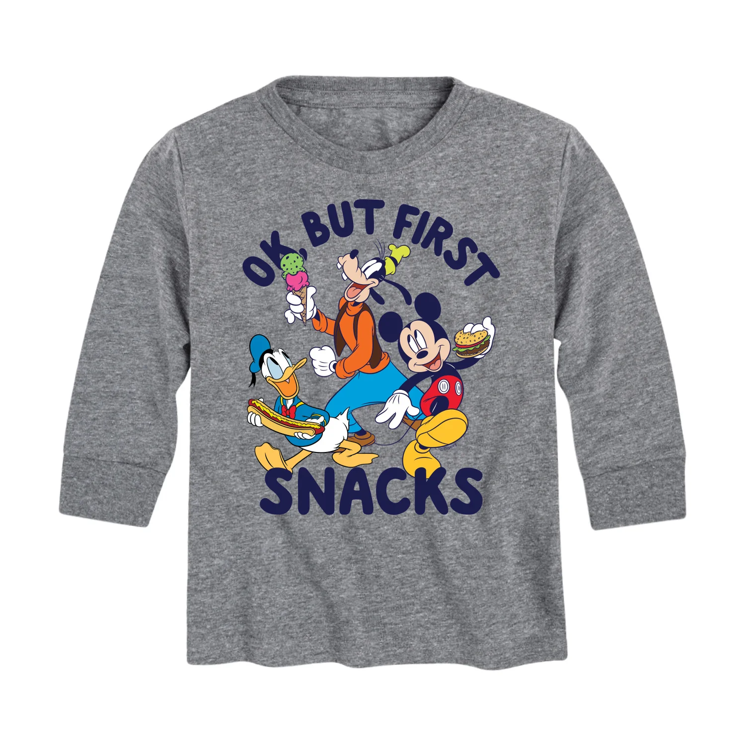 Mickey & Friends - Ok, But First Snacks - Toddler And Youth Long Sleeve Graphic T-Shirt