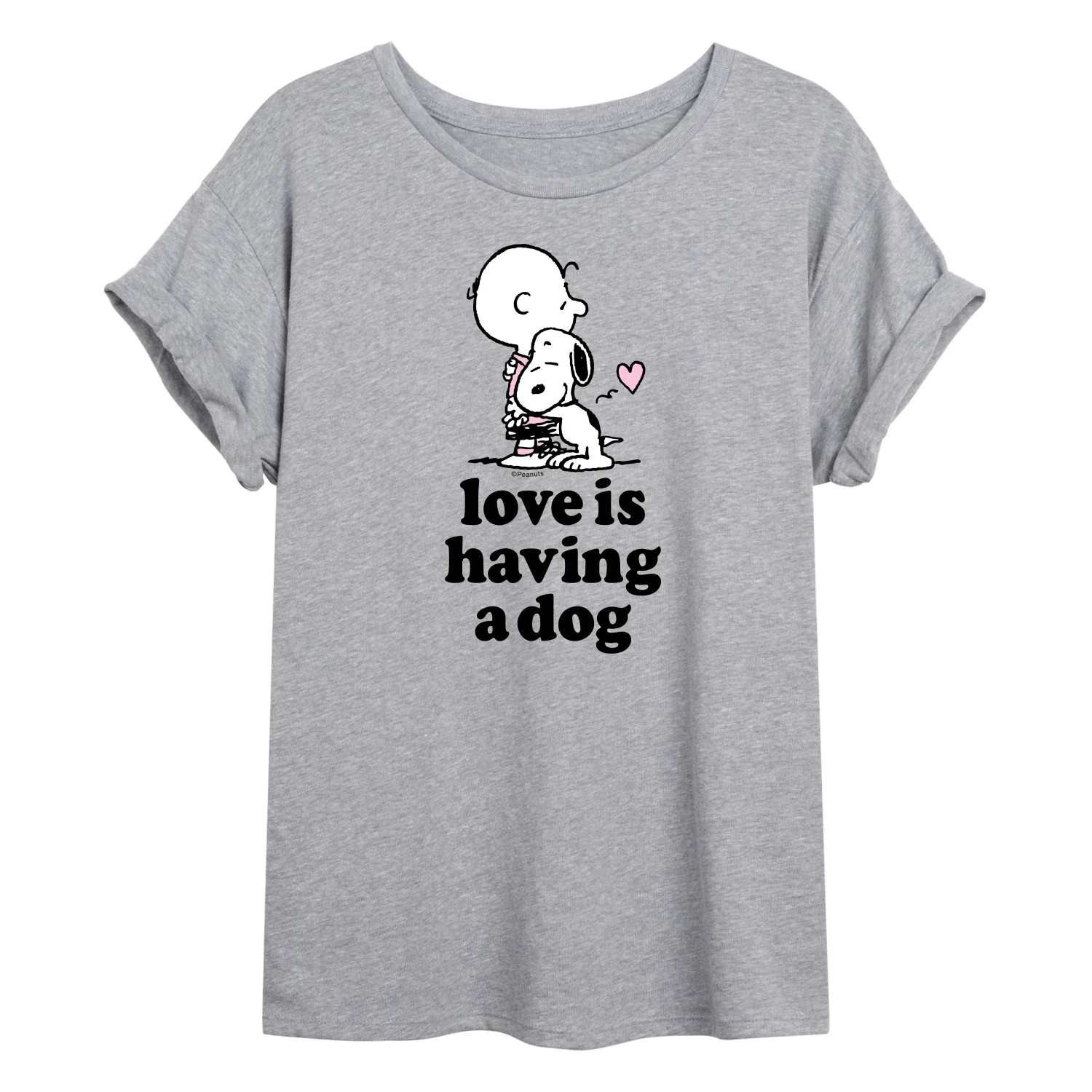 Peanuts - Love is Having a Dog - Juniors Oversized Graphic T-Shirt