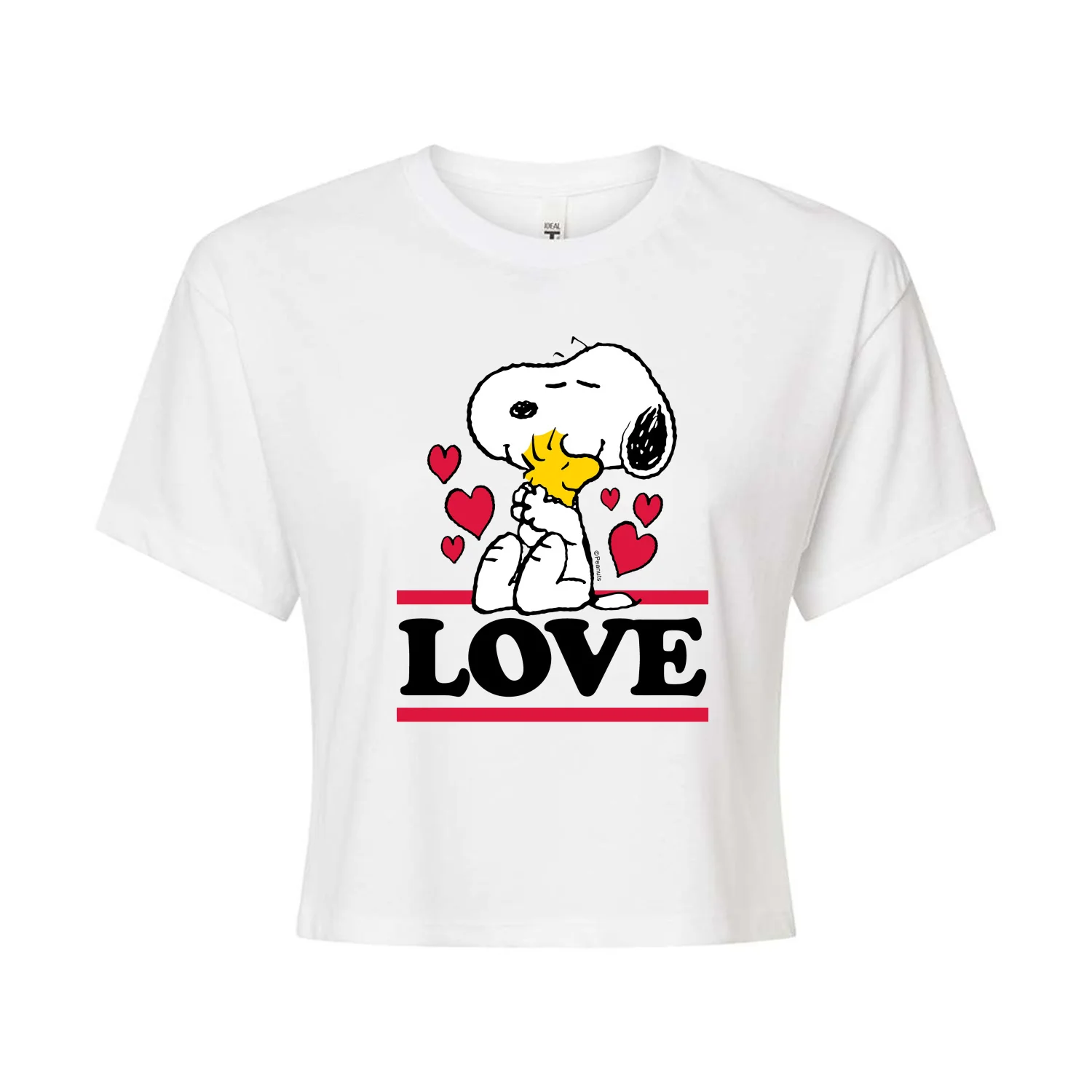 Peanuts - Love Snoopy Woodstock - Juniors Cropped Graphic T-Shirt