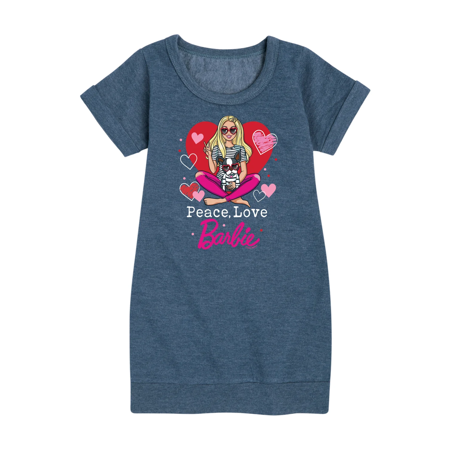 Barbie - Peace Love Barbie - Toddler And Youth Girls Fleece Dress - Image 3
