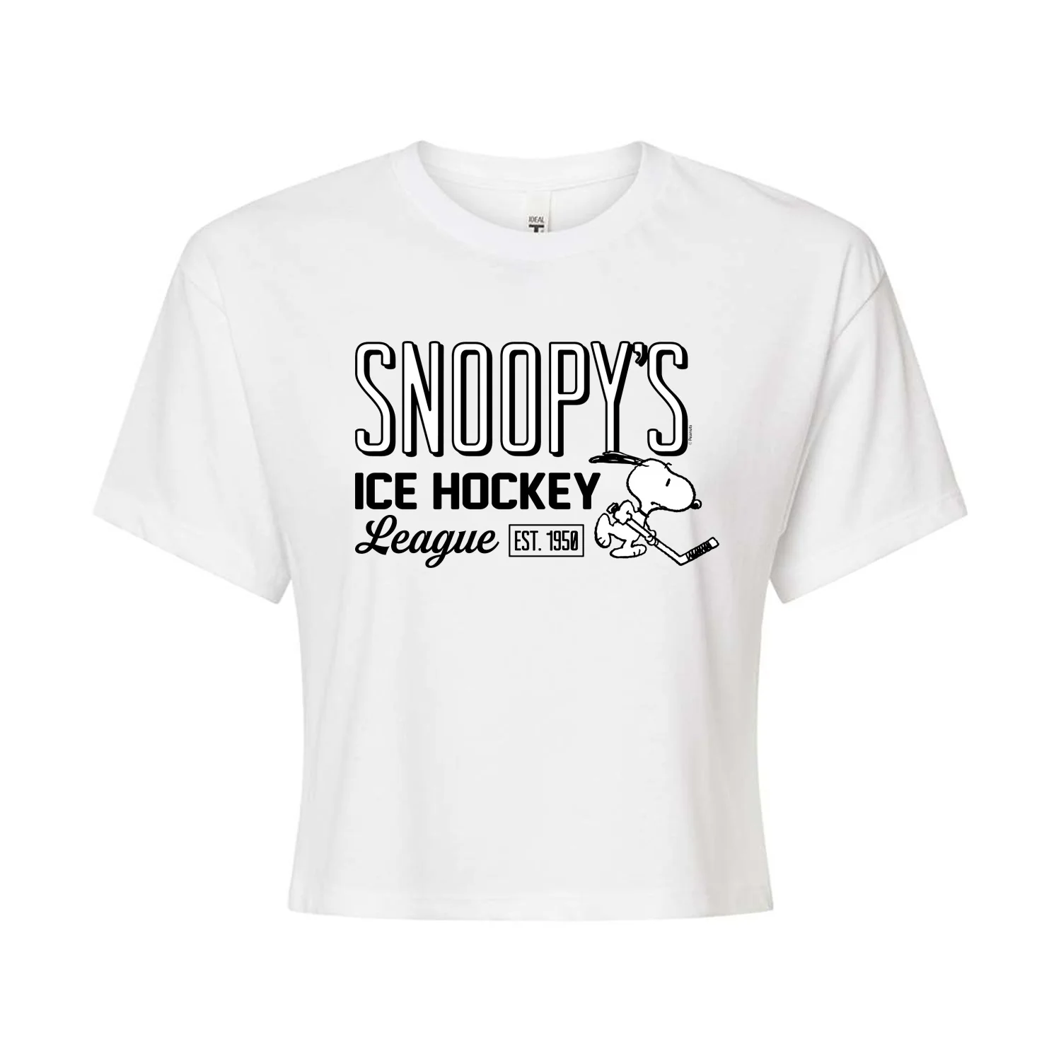 Peanuts - Snoopy's Ice Hockey League - Juniors Cropped Graphic T-Shirt