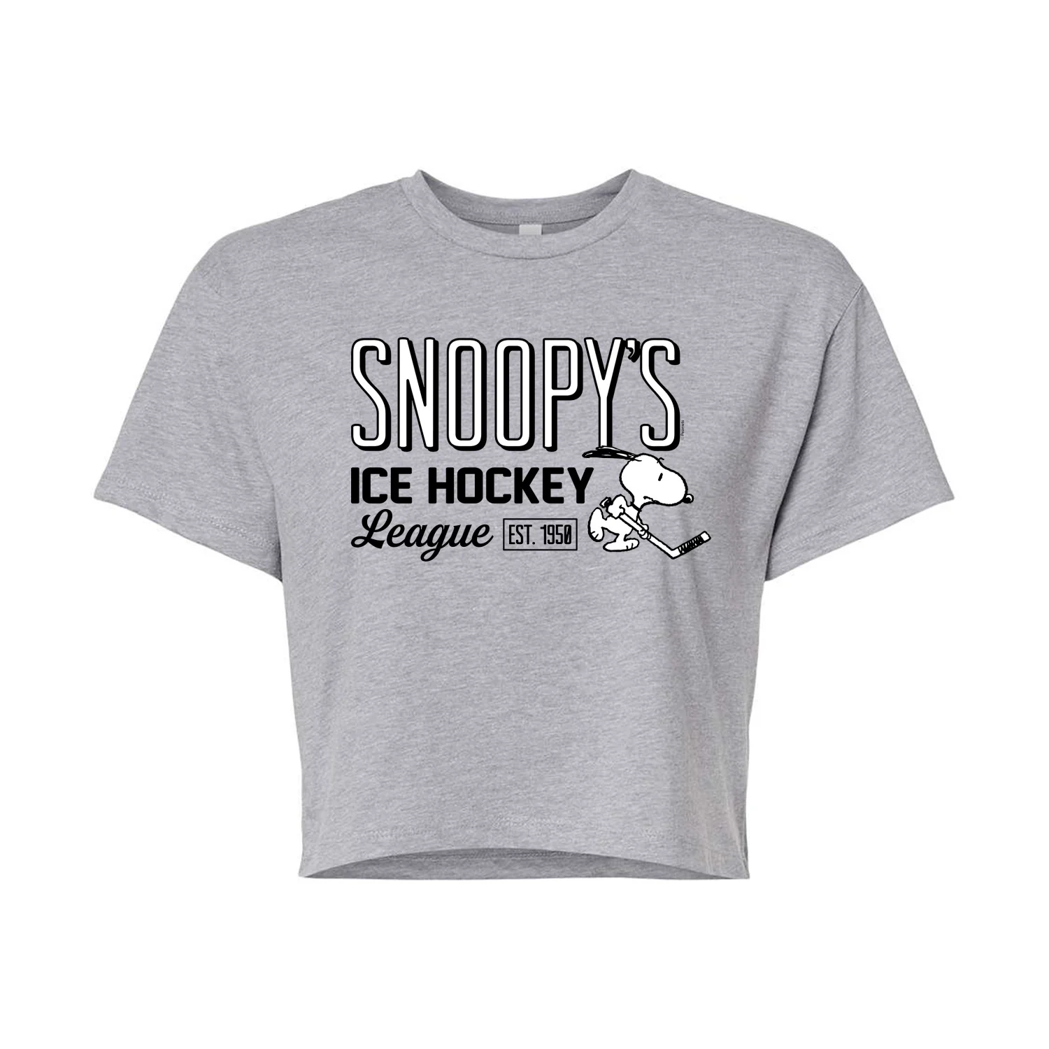 Peanuts - Snoopy's Ice Hockey League - Juniors Cropped Graphic T-Shirt - Image 2