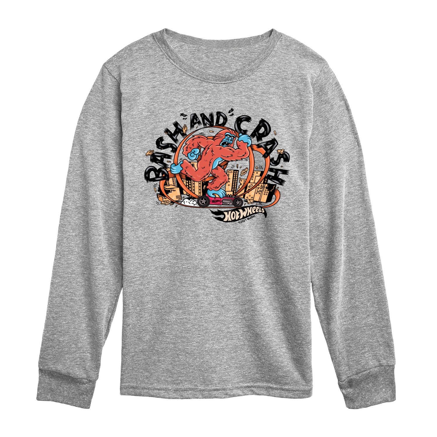 Hot Wheels - Bash and Crash - Youth Boys Long Sleeve Graphic T-Shirt