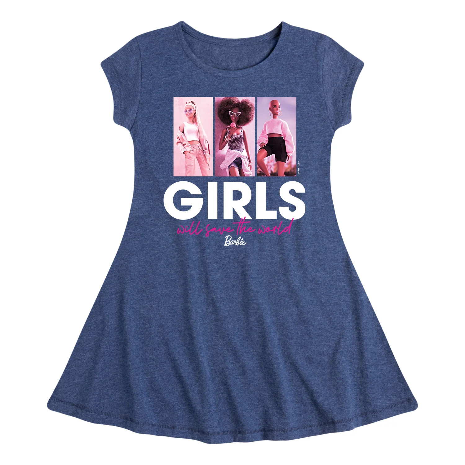 Barbie - Girls Will Save The World - Toddler And Youth Girls Fit And Flare Dress