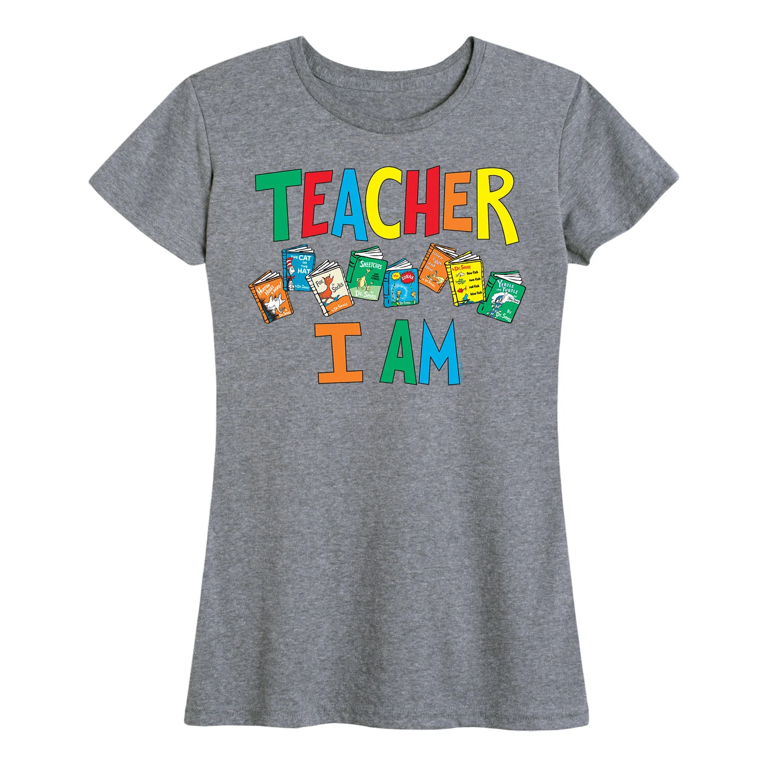 Dr. Seuss - The Cat In The Hat Book Cover Teacher I Am - Women's Short Sleeve Graphic T-Shirt
