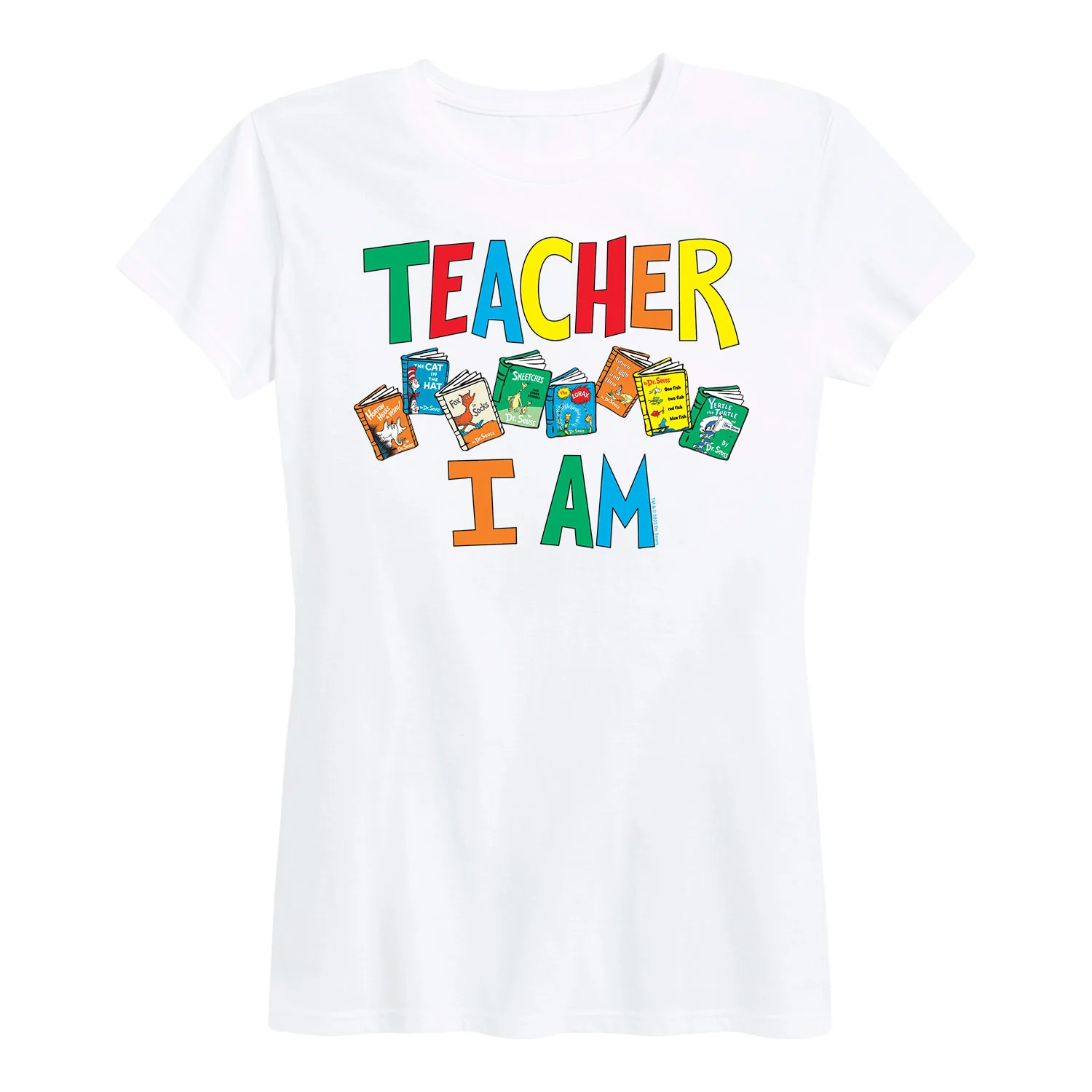Dr. Seuss - The Cat In The Hat Book Cover Teacher I Am - Women's Short Sleeve Graphic T-Shirt - Image 4