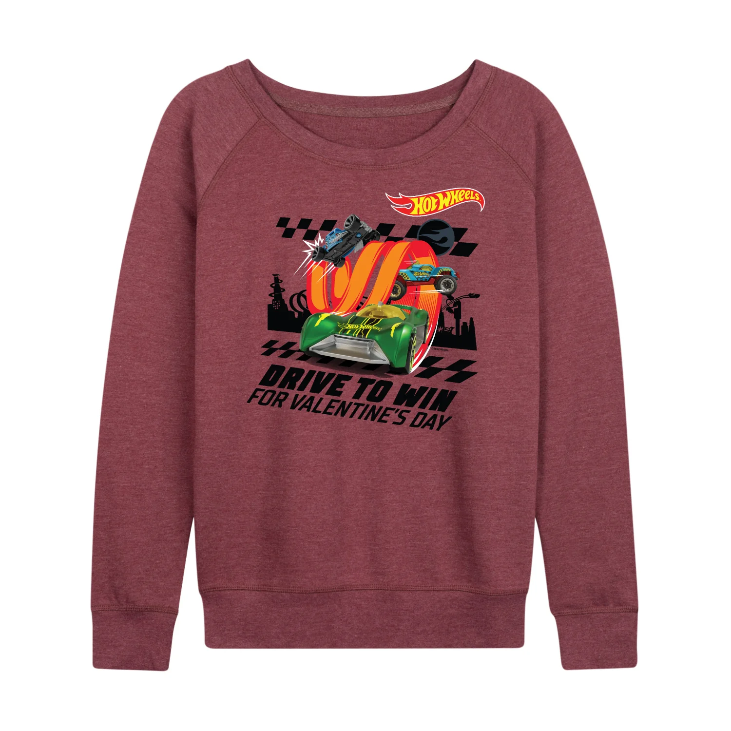 Hot Wheels - Valentine's Drive to Win - Ladies French Terry Long Sleeve Shirt - Image 2