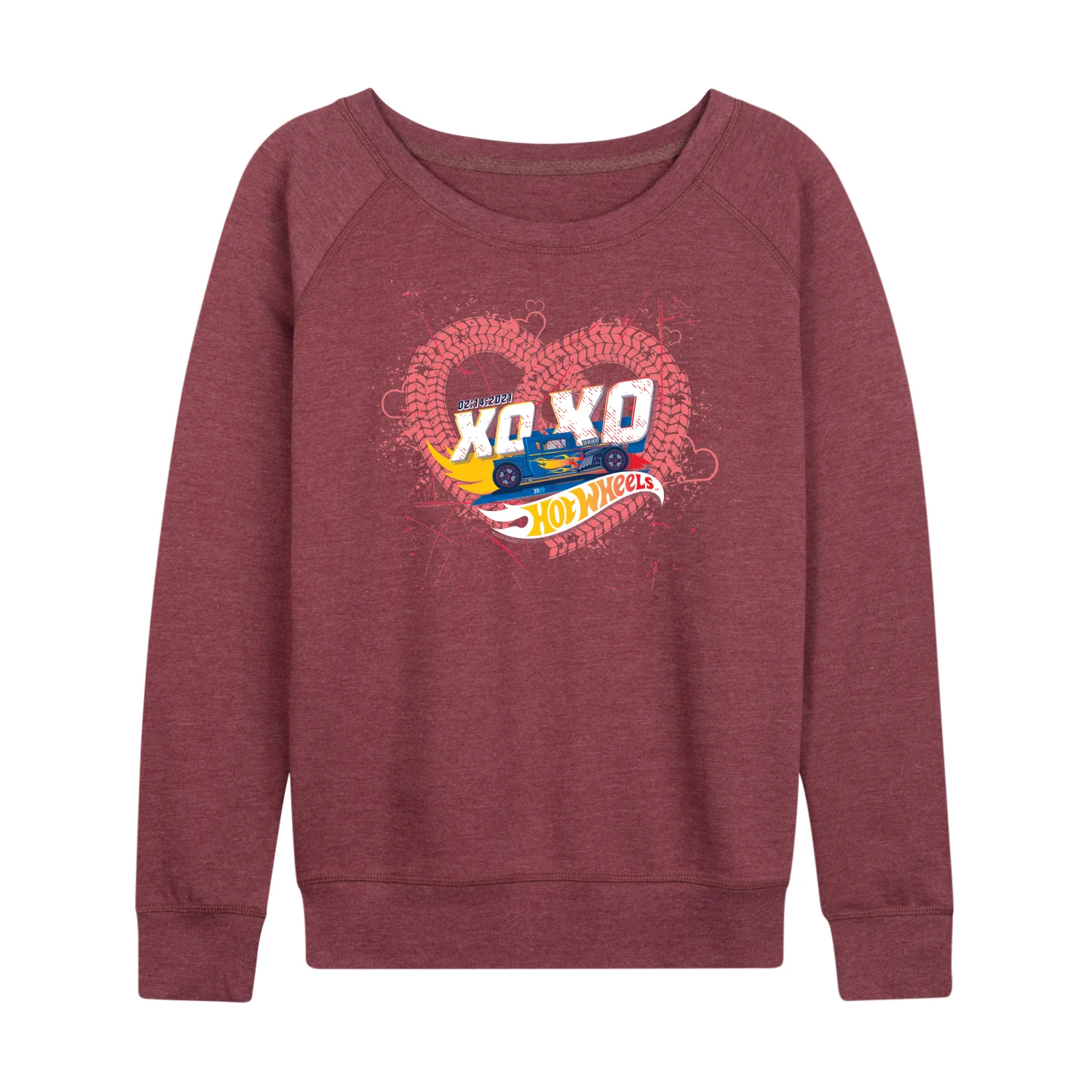 Hot Wheels - XOXO Heart - Ladies French Terry Long Sleeve Shirt - Image 5