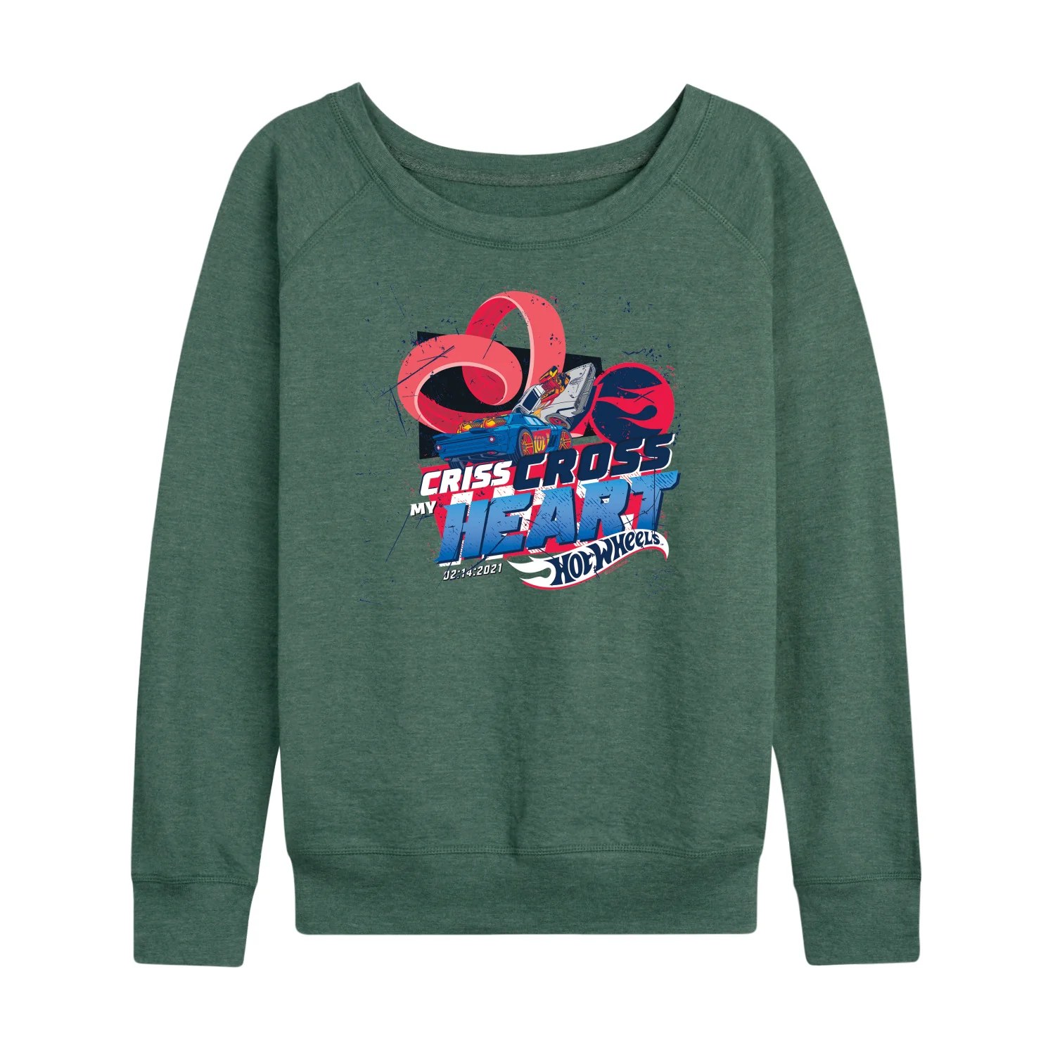 Hot Wheels - Criss Cross Heart - Ladies French Terry Long Sleeve Shirt - Image 2