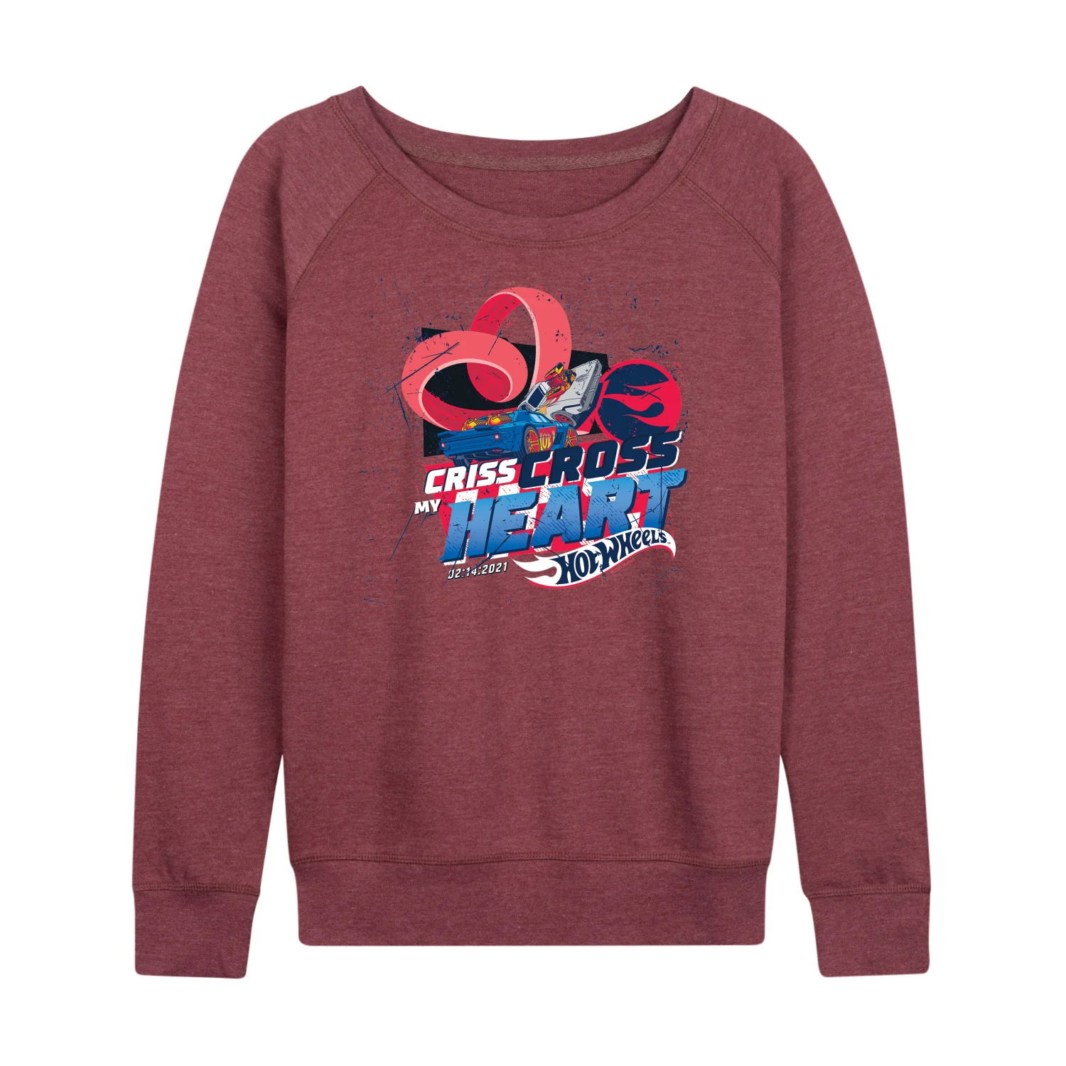 Hot Wheels - Criss Cross Heart - Ladies French Terry Long Sleeve Shirt - Image 3