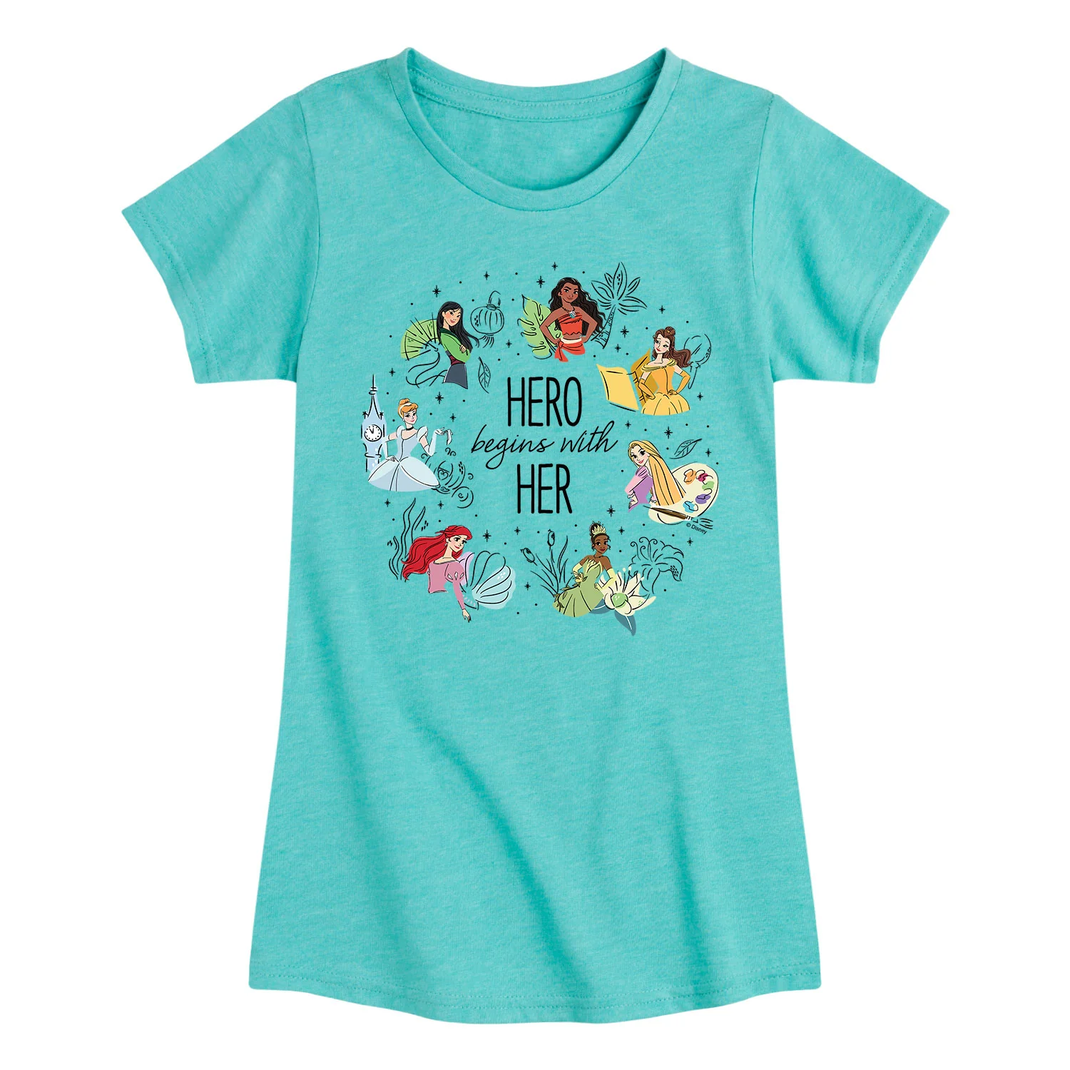 Disney Princess - Hero Begins With Her - Toddler And Youth Girls Short Sleeve Graphic T-Shirt - Image 3
