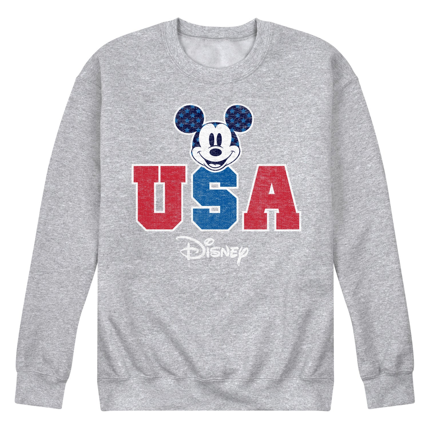 Disney - Americana - Mickey Usa - Men's Crew Neck Fleece Pullover