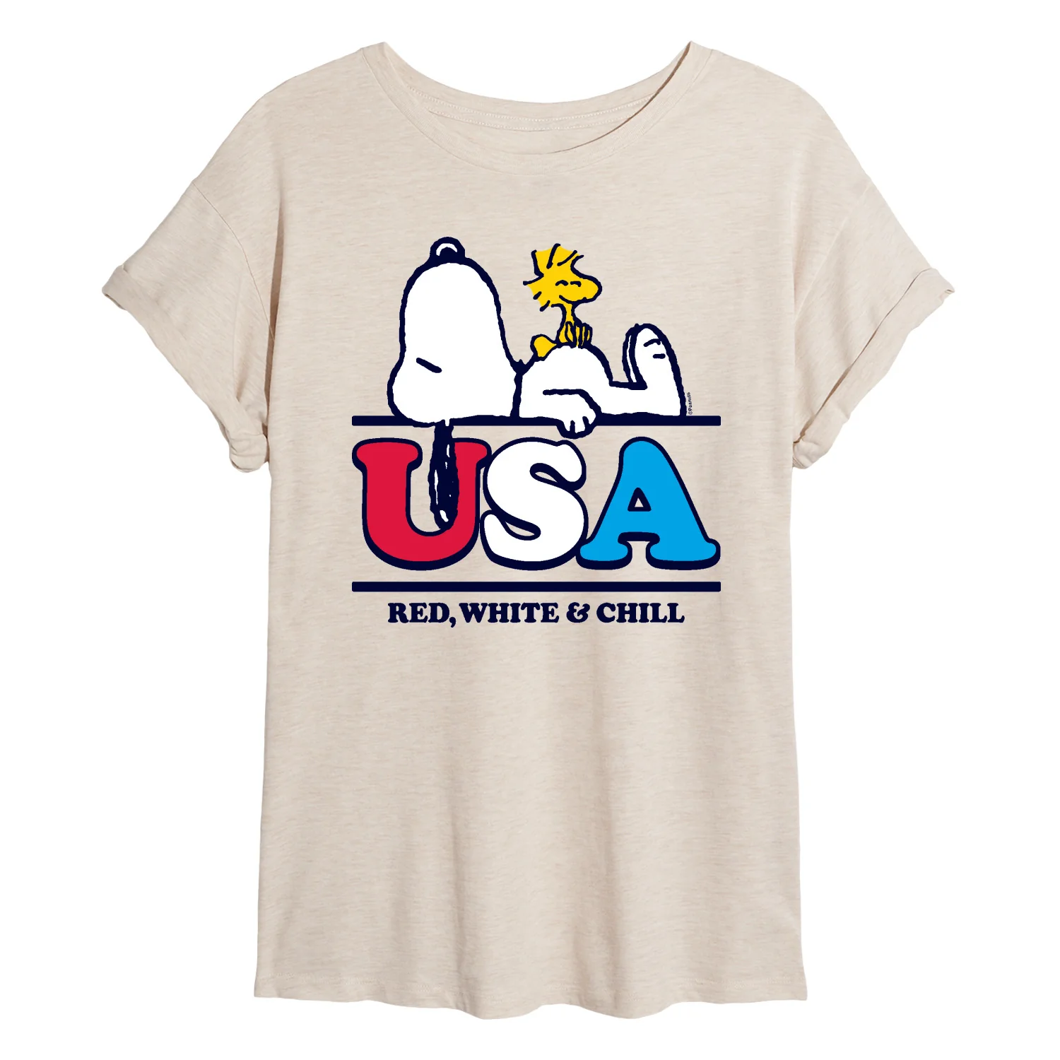 Peanuts - Red White and Chill - Juniors Oversized Graphic T-Shirt - Image 2