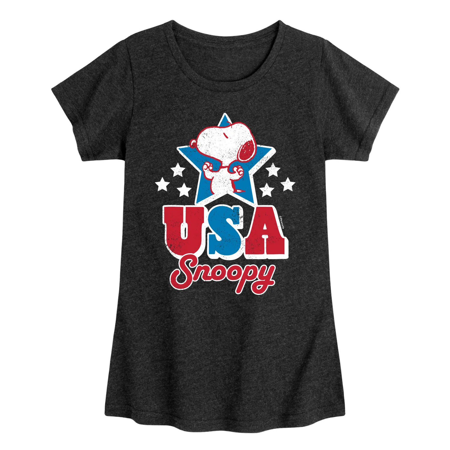 Peanuts - USA Snoopy - Youth Girls Fitted Short Sleeve T-Shirt - Image 2