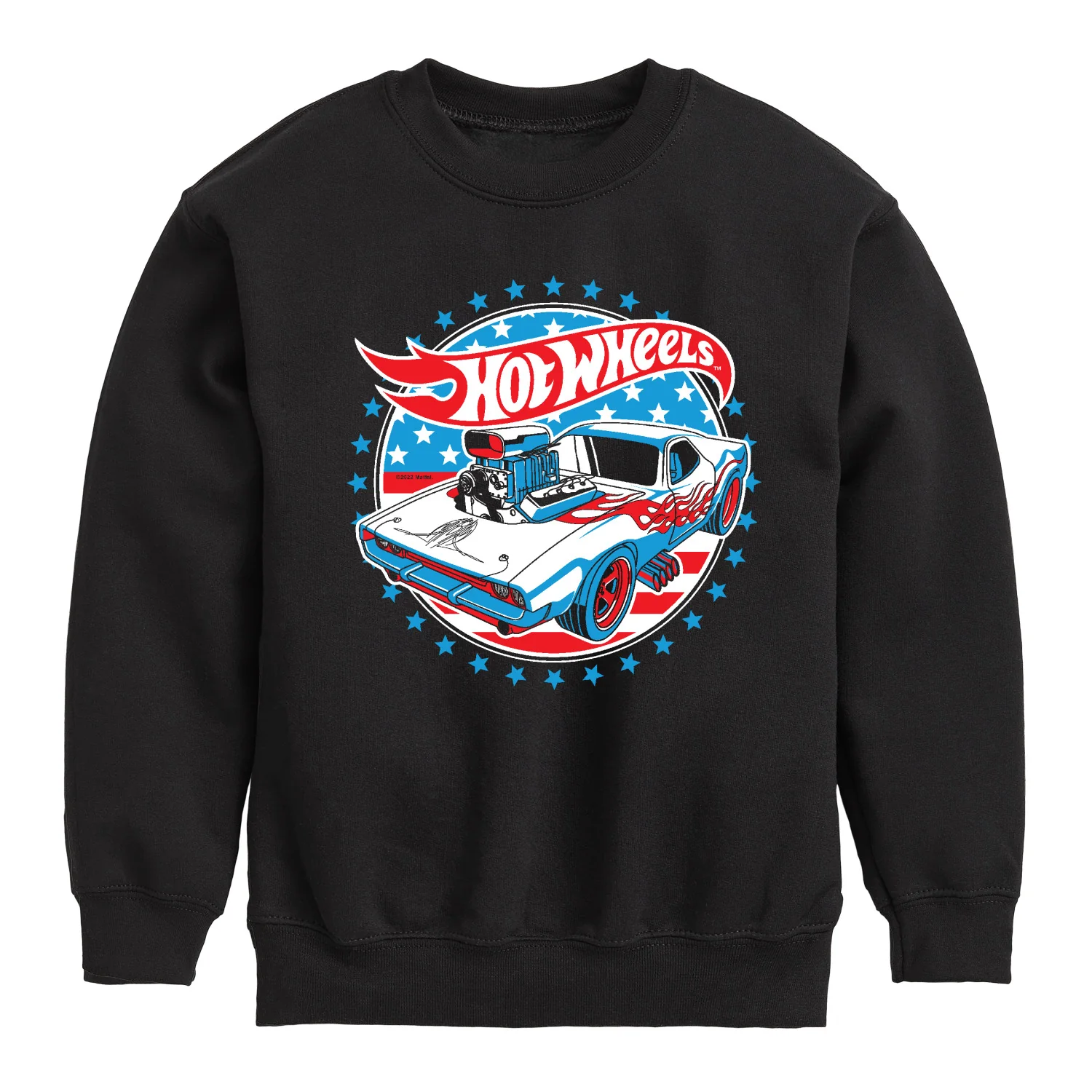 Hot Wheels - Red, White and Blue Muscle Car - Toddler And Youth Crewneck Fleece Sweatshirt - Image 2