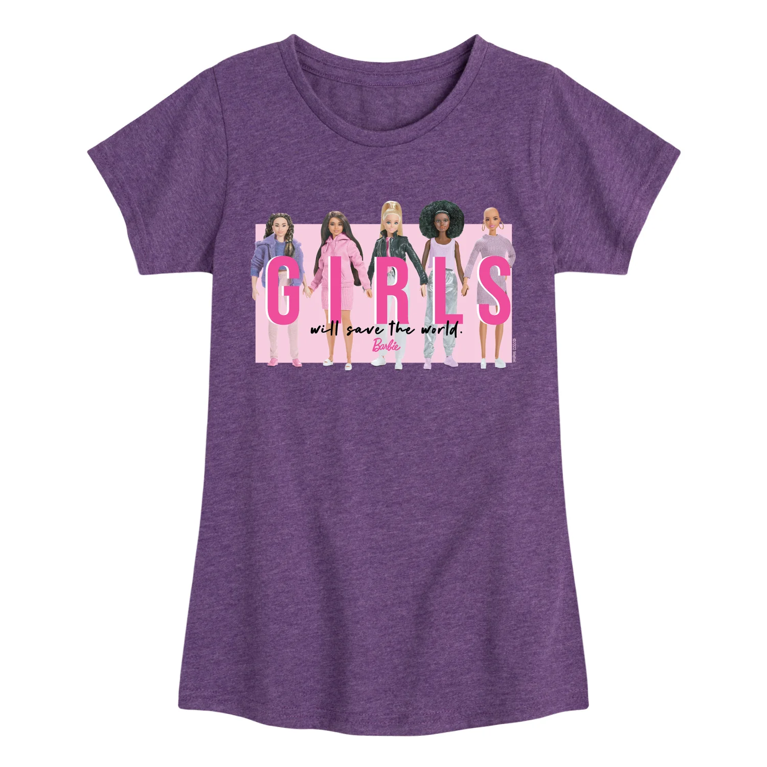 Barbie - Girls Will Save the World - Barbies Holding Hands - Toddler And Youth Girls Raglan Graphic T-Shirt - Image 5