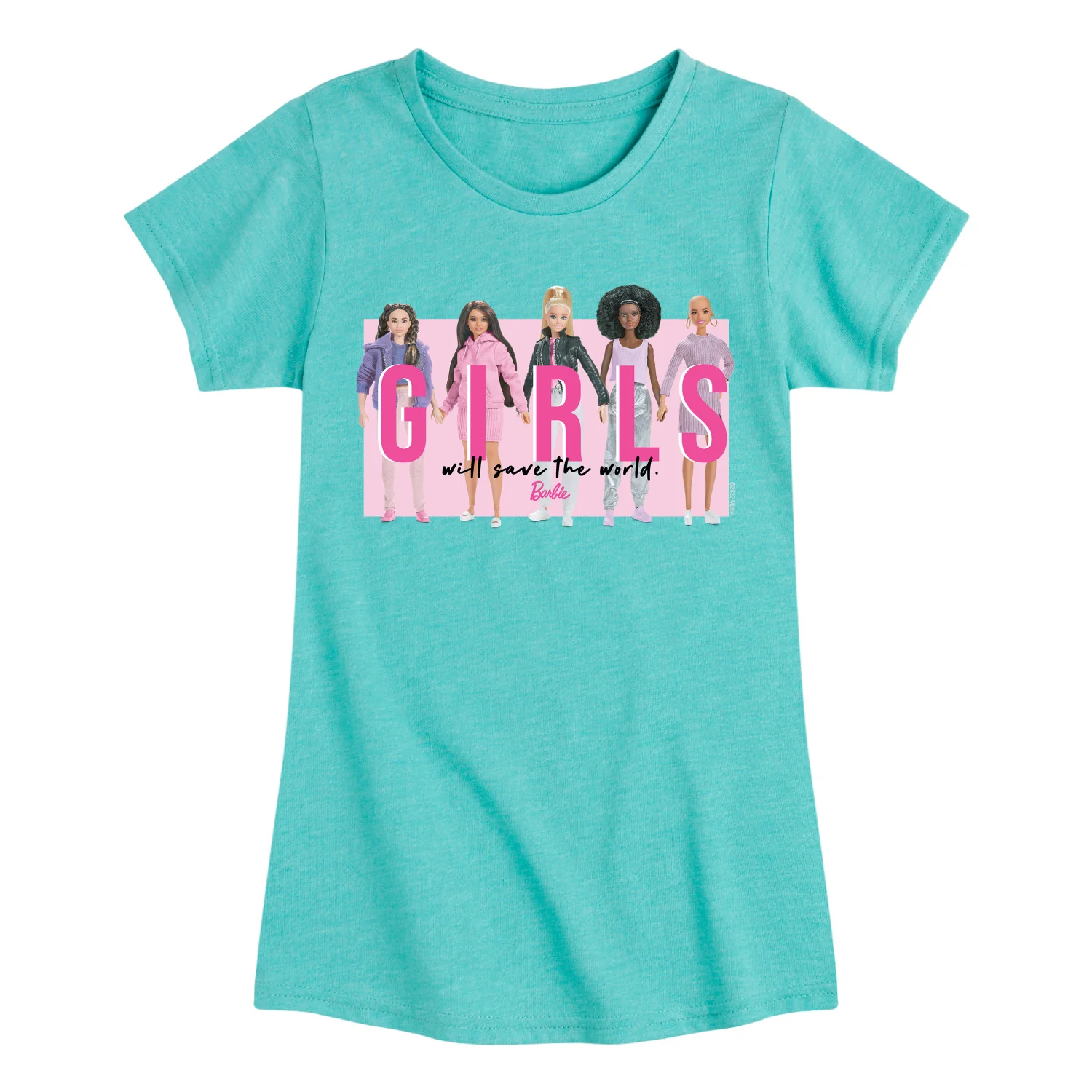 Barbie - Girls Will Save the World - Barbies Holding Hands - Toddler And Youth Girls Raglan Graphic T-Shirt - Image 6
