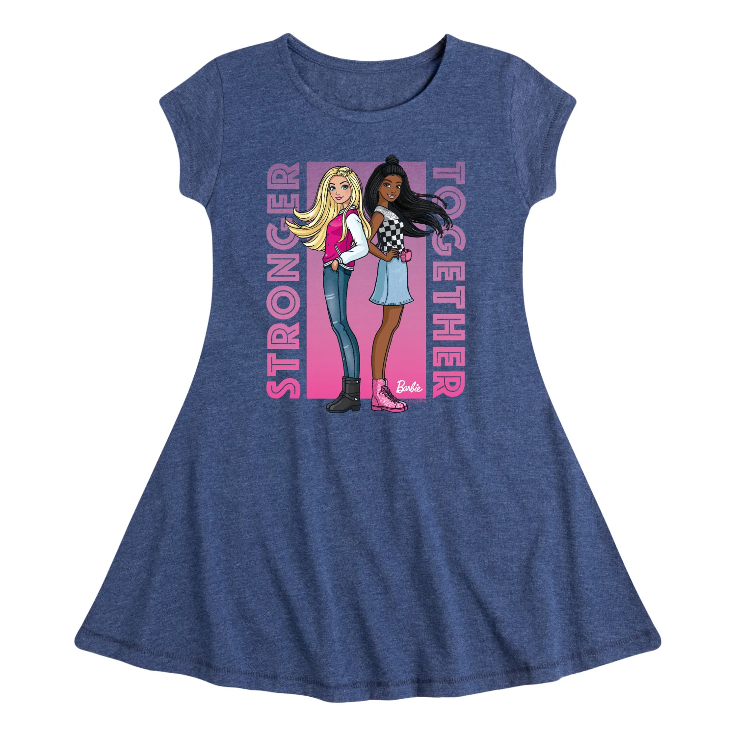 Barbie - Best Friends - Stronger Together - Toddler And Youth Girls Fit And Flare Dress - Image 2