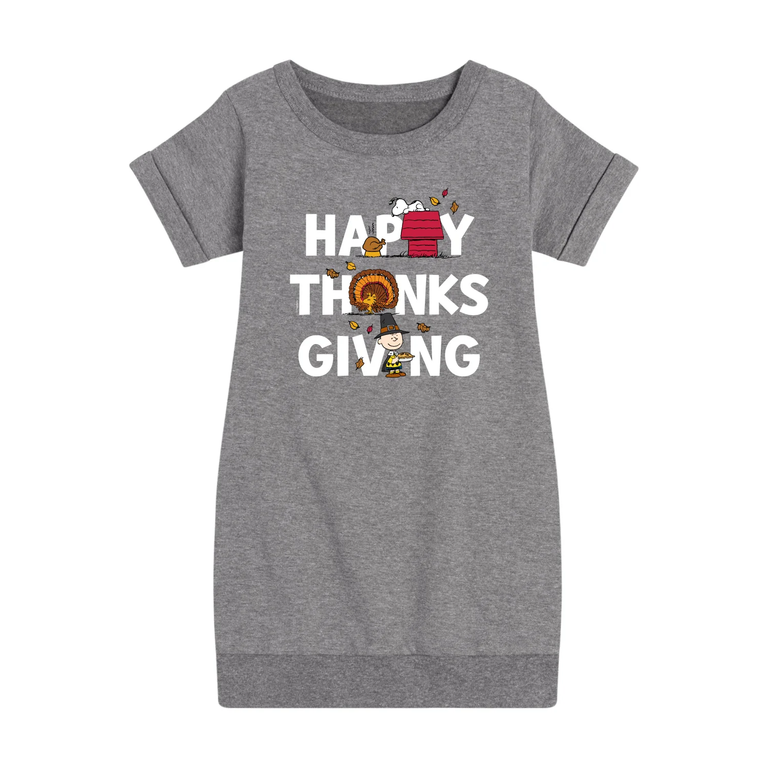 Peanuts - Happy Thanksgiving Icons - Toddler And Youth Girls Fleece Dress - Image 2