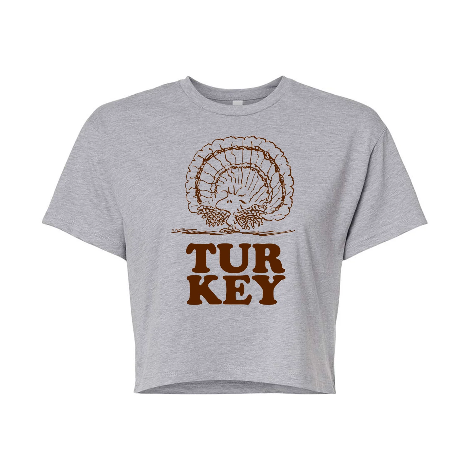 Peanuts - Woodstock Turkey - Juniors Cropped Cotton Blend T-Shirt - Image 2
