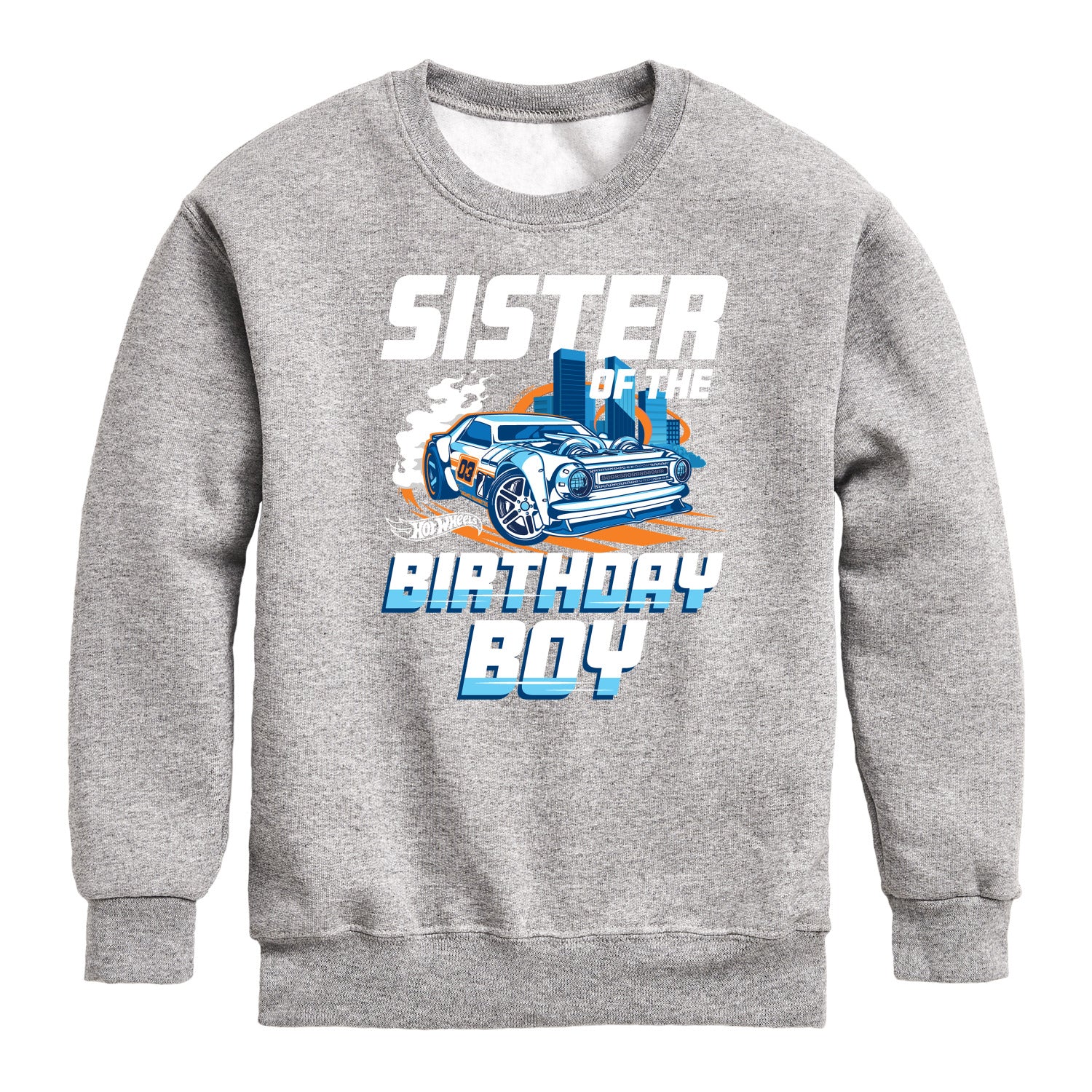 Hot Wheels - Sister Of Birthday Boy - Toddler And Youth Crewneck Fleece Sweatshirt - Image 2