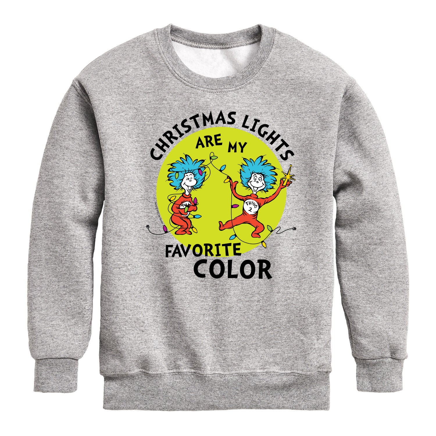 The Cat in the Hat - Christmas Lights Are My Favorite Color - Toddler And Youth Crewneck Fleece Sweatshirt - Image 2