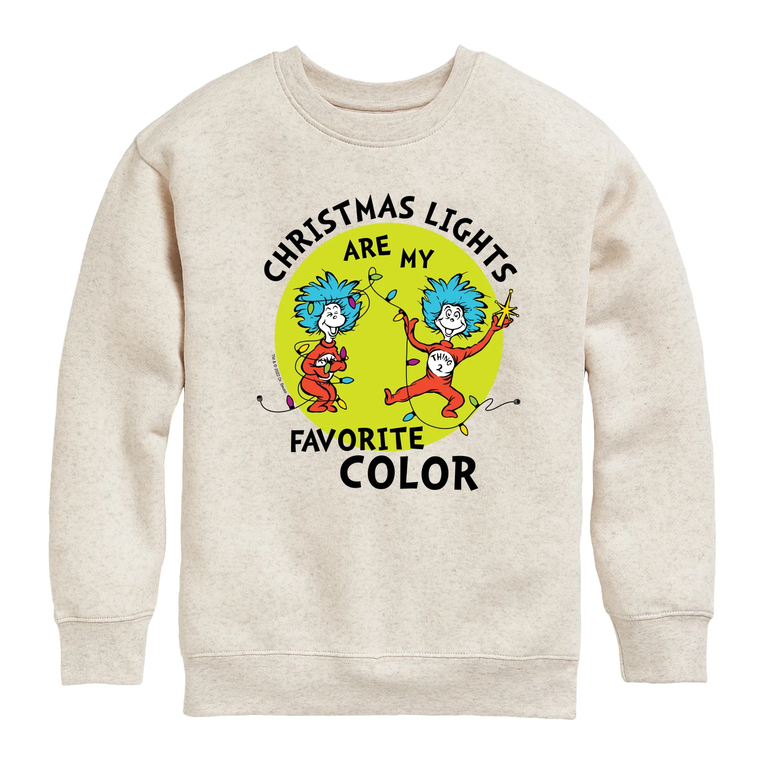 The Cat in the Hat - Christmas Lights Are My Favorite Color - Toddler And Youth Crewneck Fleece Sweatshirt - Image 3